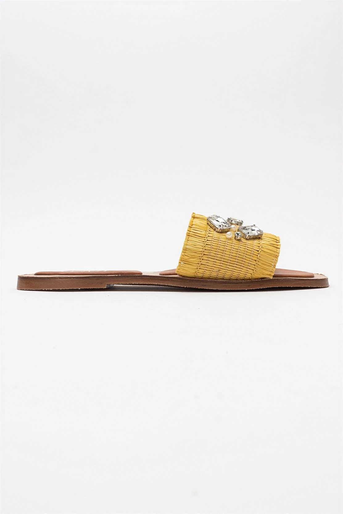 Norve - Yellow Woven Embellished Slide (Women) - Image 6