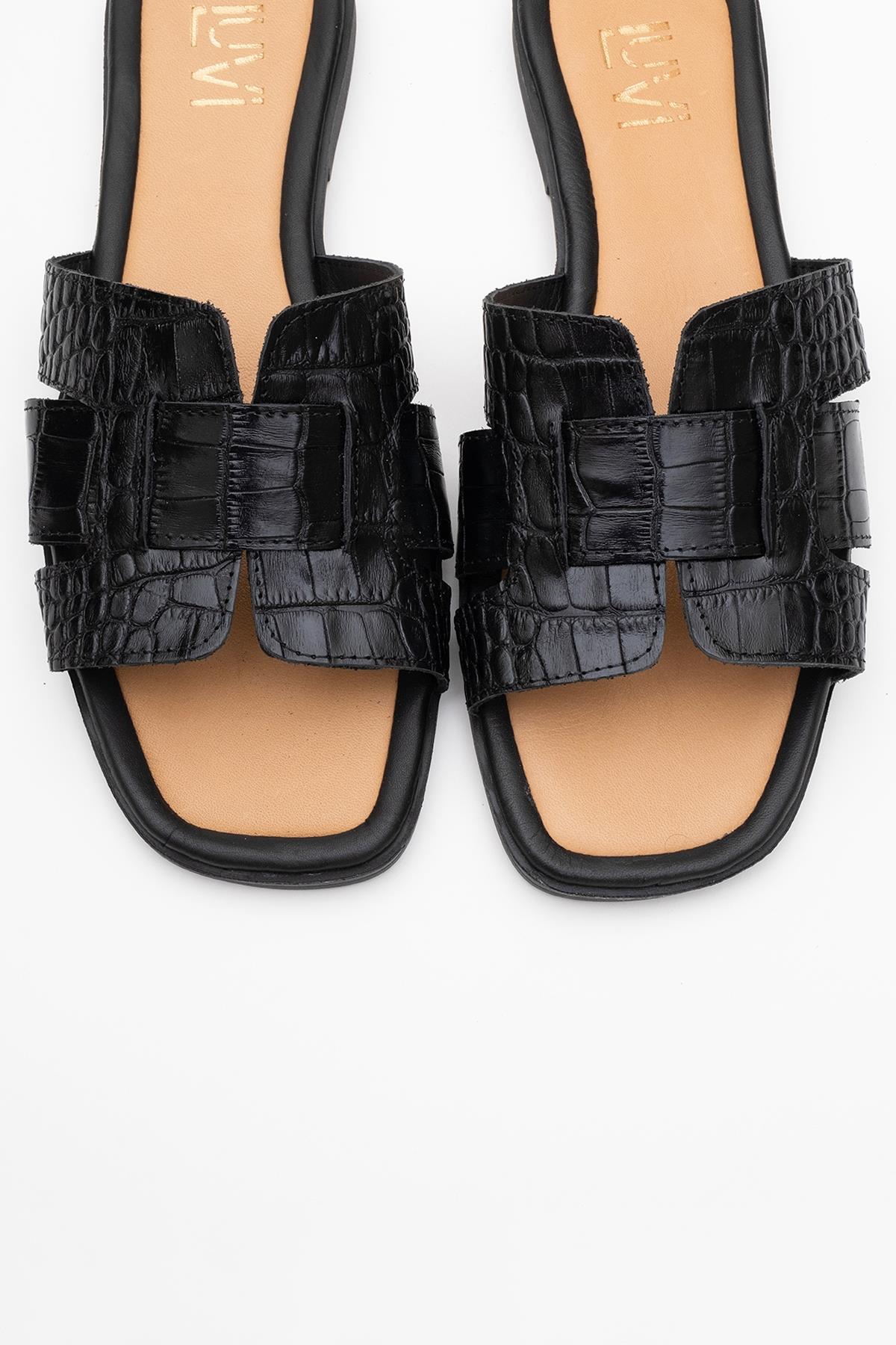 Notre - Black Leather Slide Sandal (Women) - Image 2