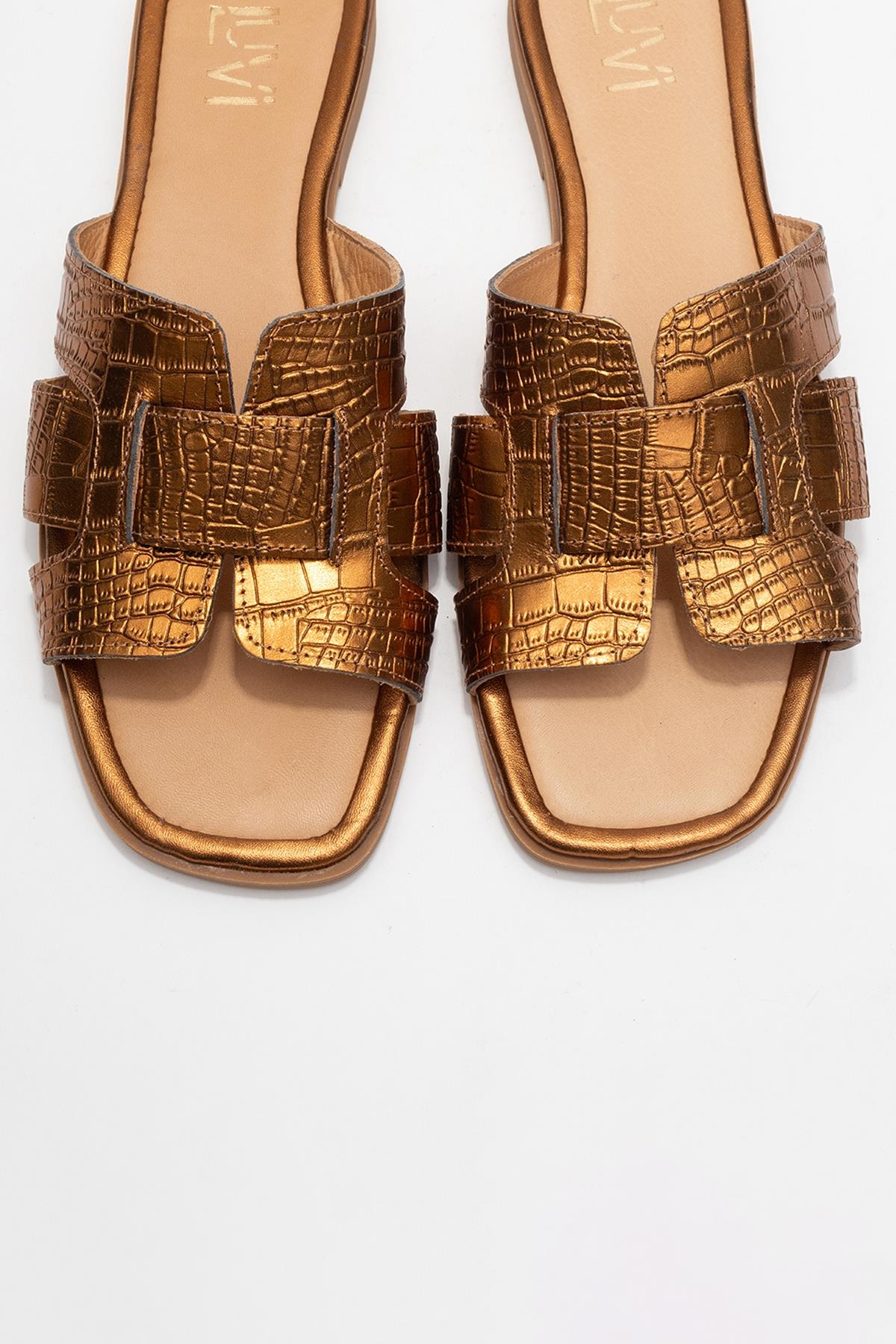 Notre - Bronze Leather Slide Sandal (Women) - Image 2