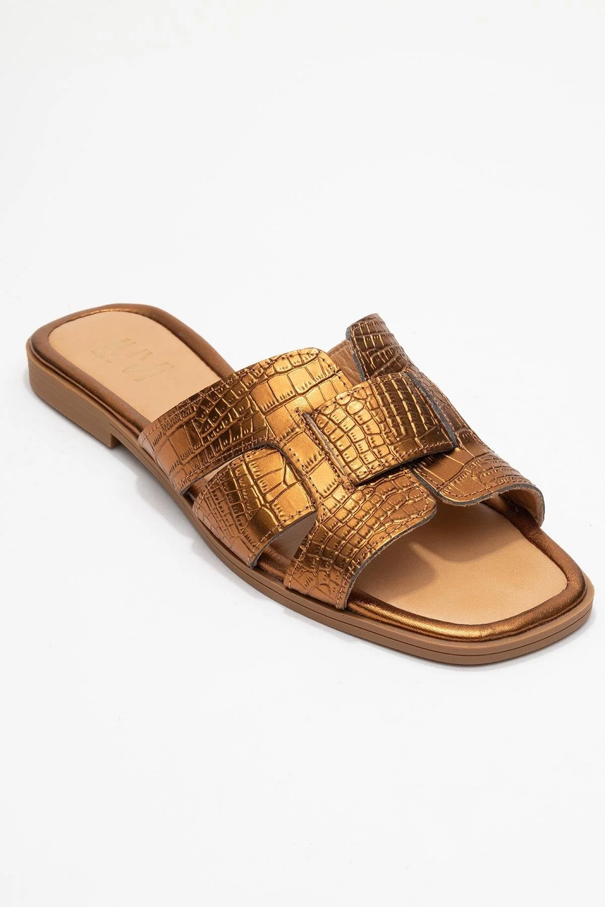 Notre - Bronze Leather Slide Sandal (Women) - Image 3