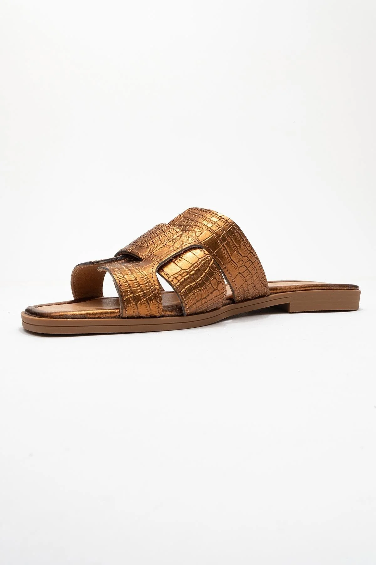 Notre - Bronze Leather Slide Sandal (Women) - Image 4