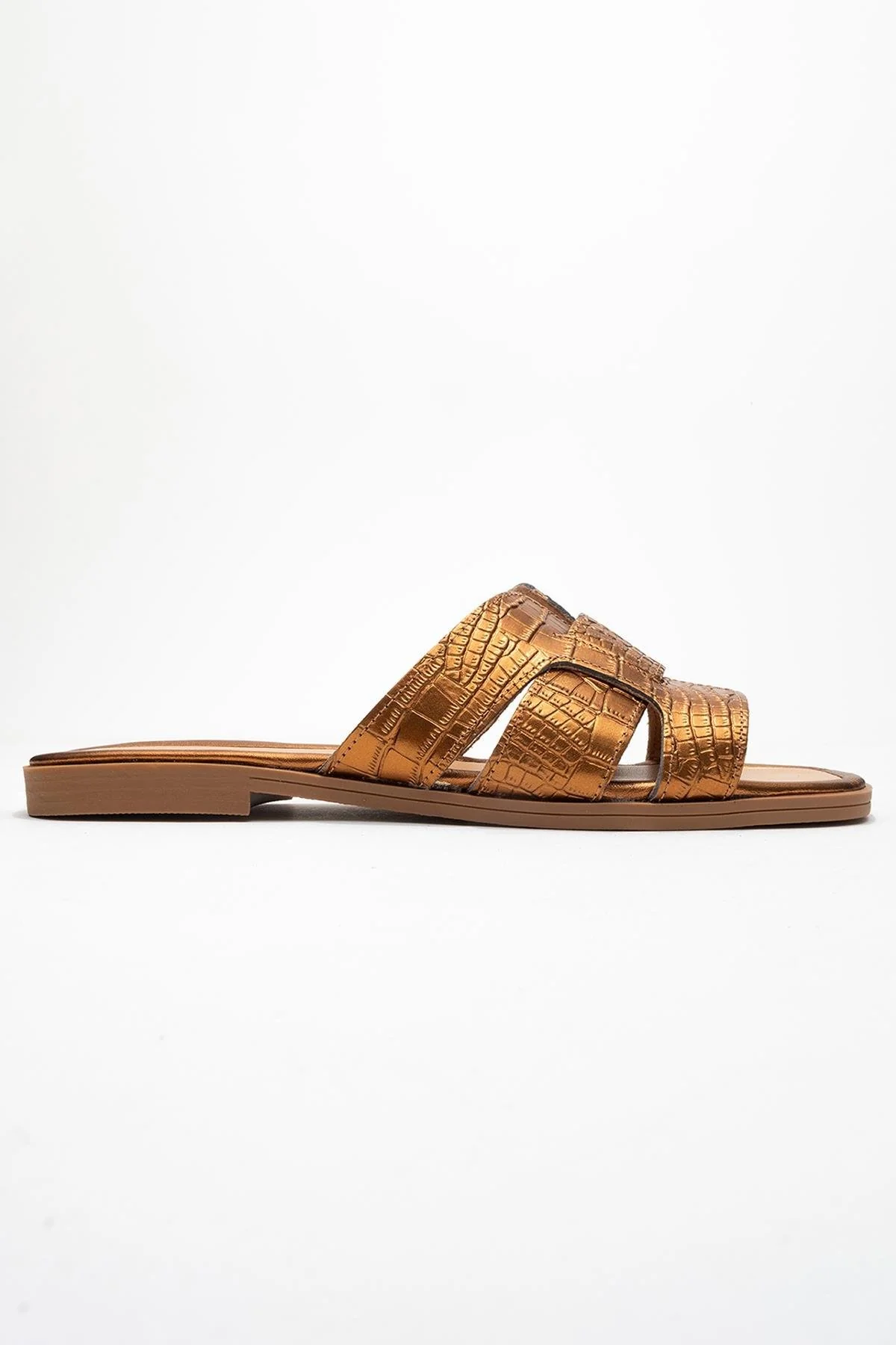 Notre - Bronze Leather Slide Sandal (Women) - Image 6