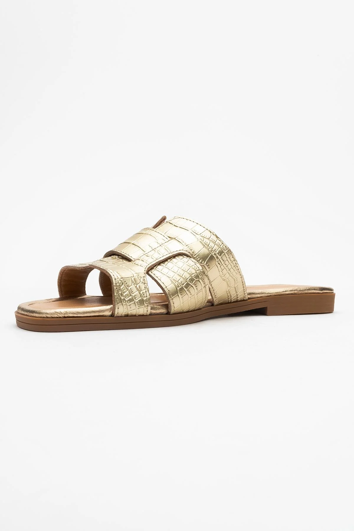 Notre - Gold Leather Slide Sandal (Women) - Image 4