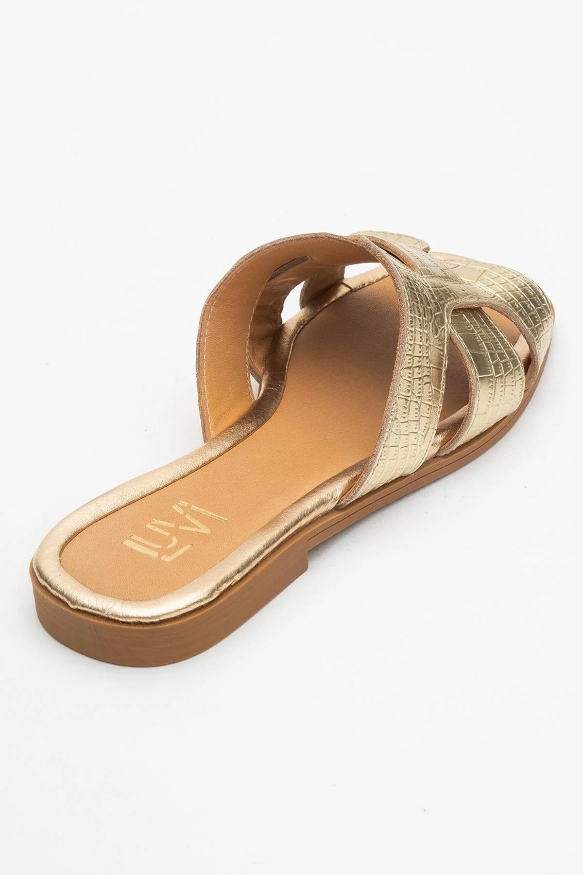 Notre - Gold Leather Slide Sandal (Women) - Image 5