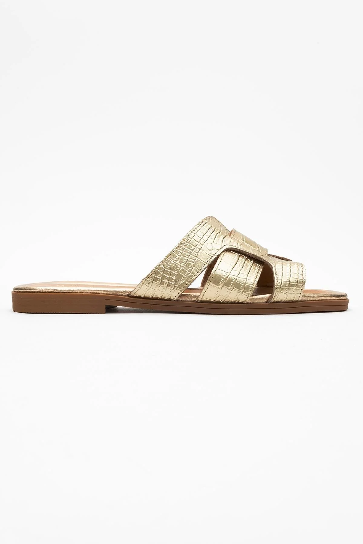 Notre - Gold Leather Slide Sandal (Women) - Image 6
