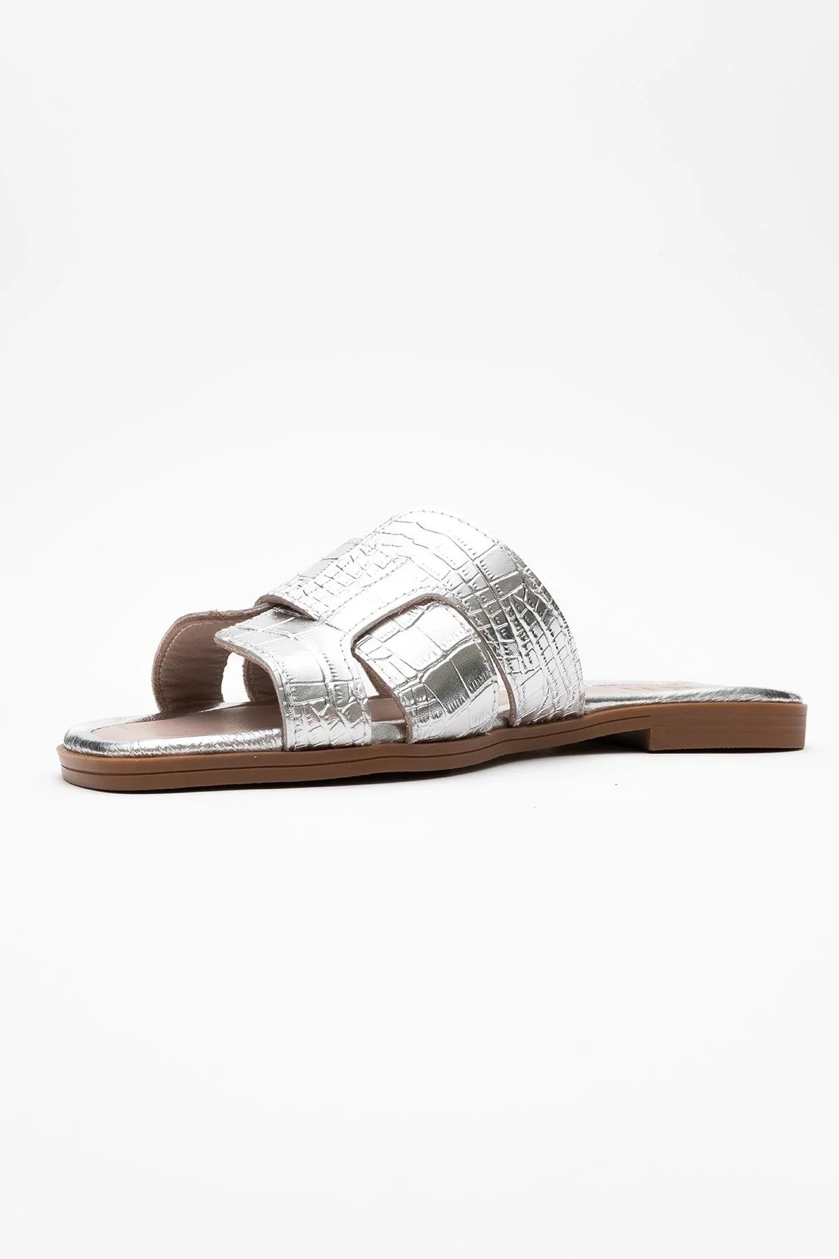 Notre - Silver Leather Slide Sandal (Women) - Image 4