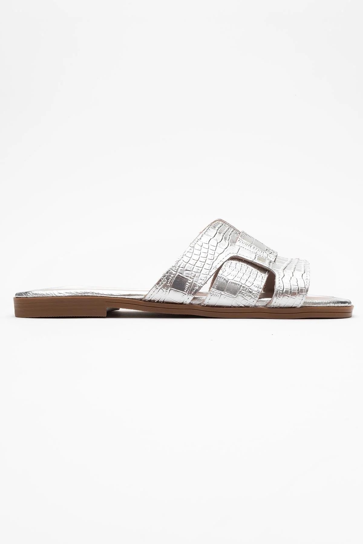 Notre - Silver Leather Slide Sandal (Women) - Image 6