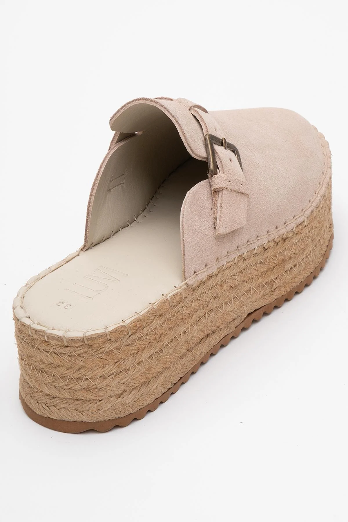 Novas - Beige Suede Leather Platform Espadrille Mule (Women) - Image 5