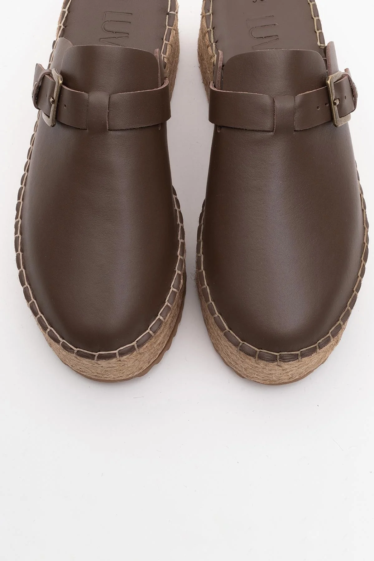 Novas - Brown Leather Platform Espadrille Mule (Women) - Image 2