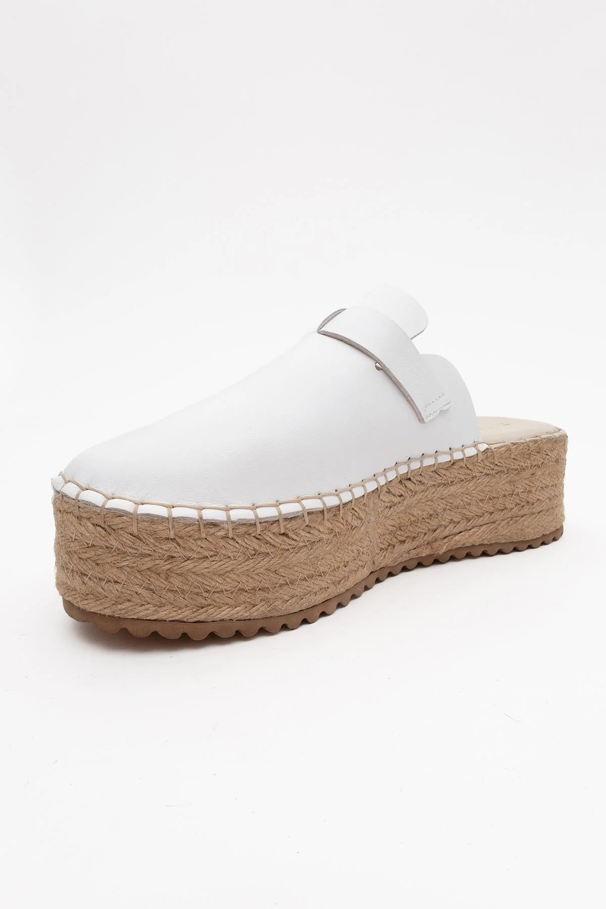 Novas - White Leather Platform Espadrille Mule (Women) - Image 3