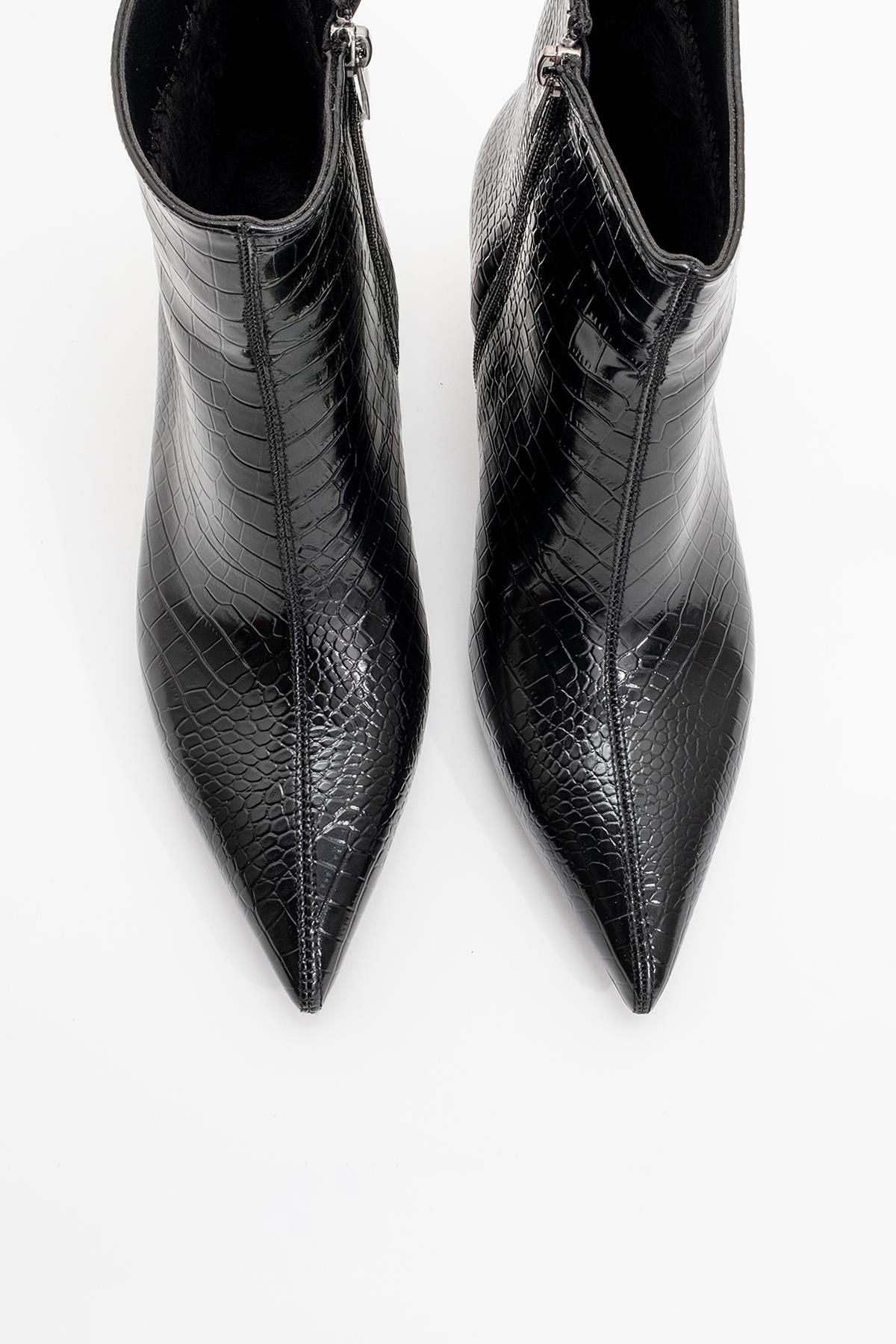 Noya Black Pattern Stiletto Boot (Women) - Image 2