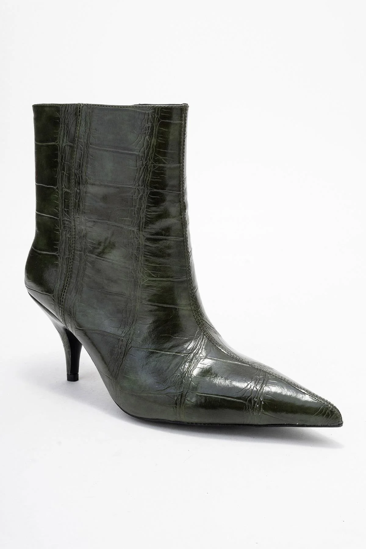 Brivelle - Green Printed Pointed Toe Kitten Heel Boot (Women) - Image 3
