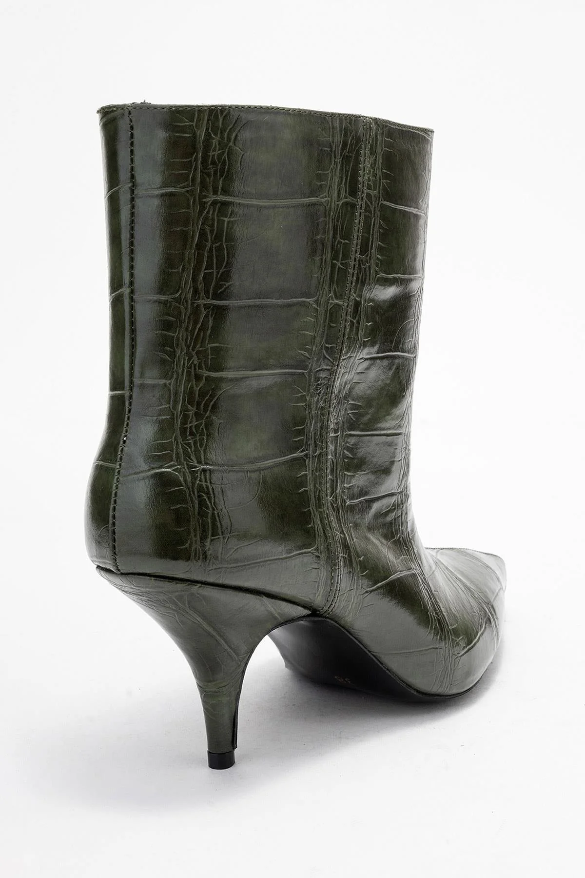 Brivelle - Green Printed Pointed Toe Kitten Heel Boot (Women) - Image 5
