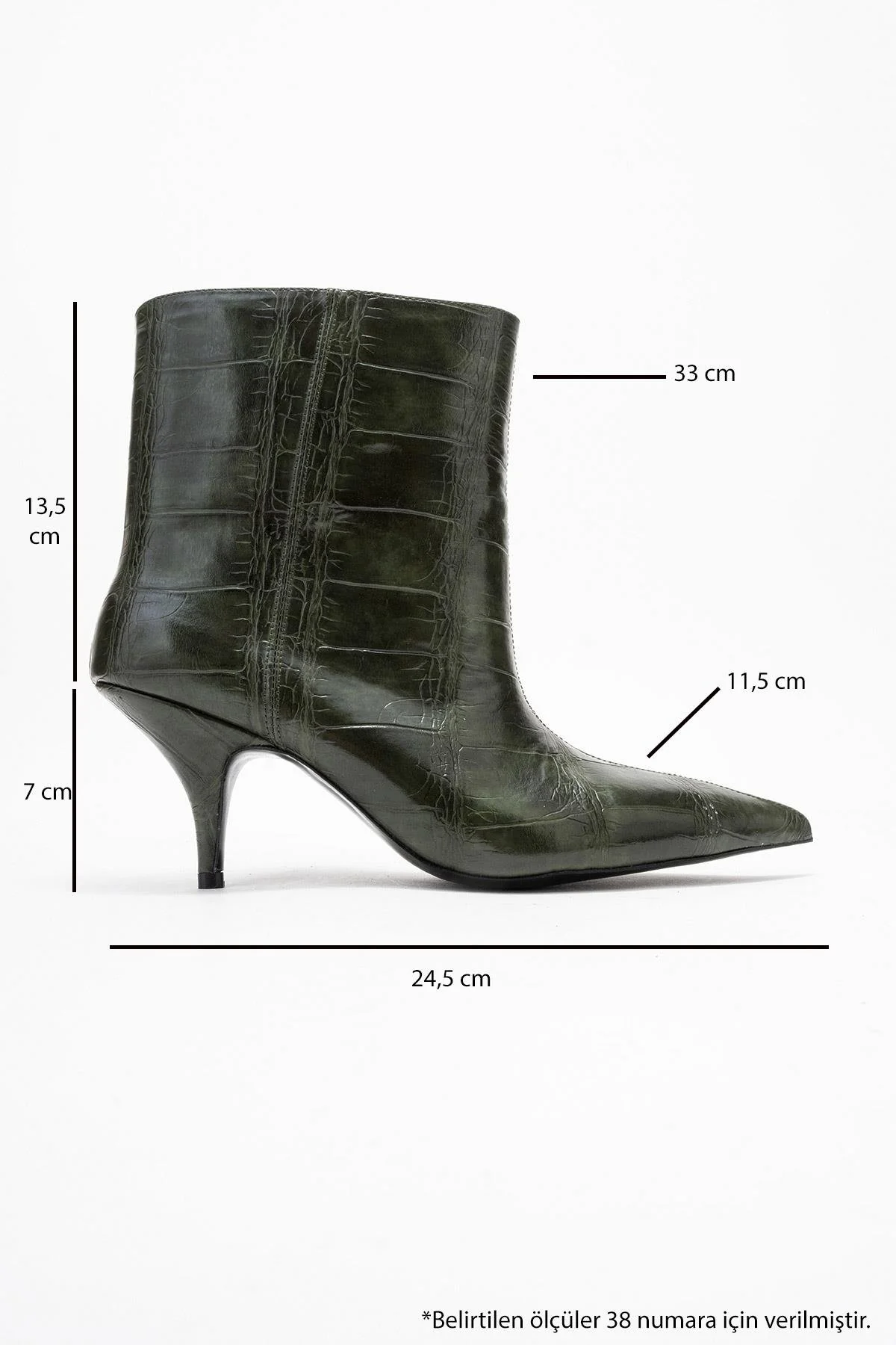 Brivelle - Green Printed Pointed Toe Kitten Heel Boot (Women) - Image 6