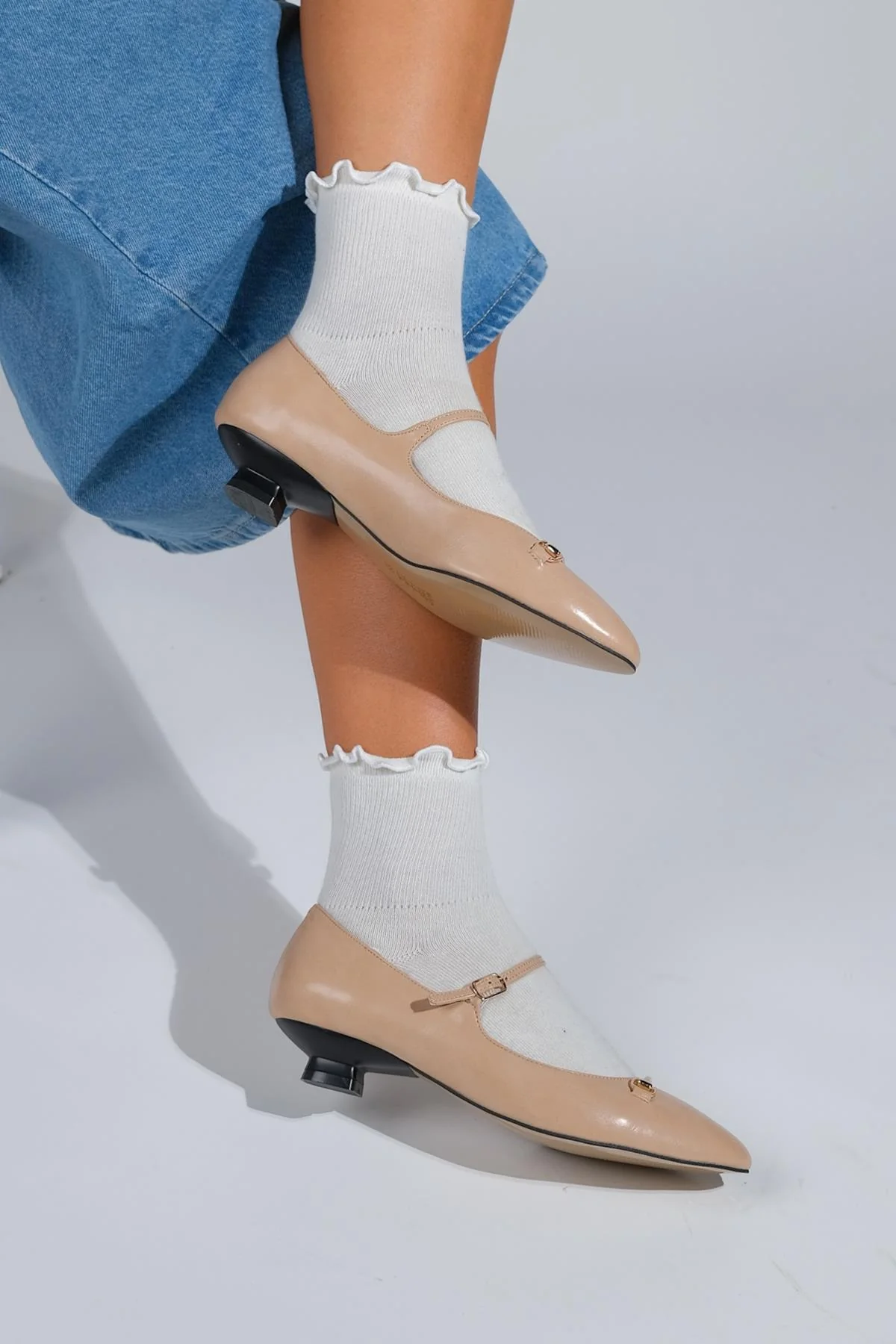 Ojen - Beige Low Heel Shoe (Women) - Image 5