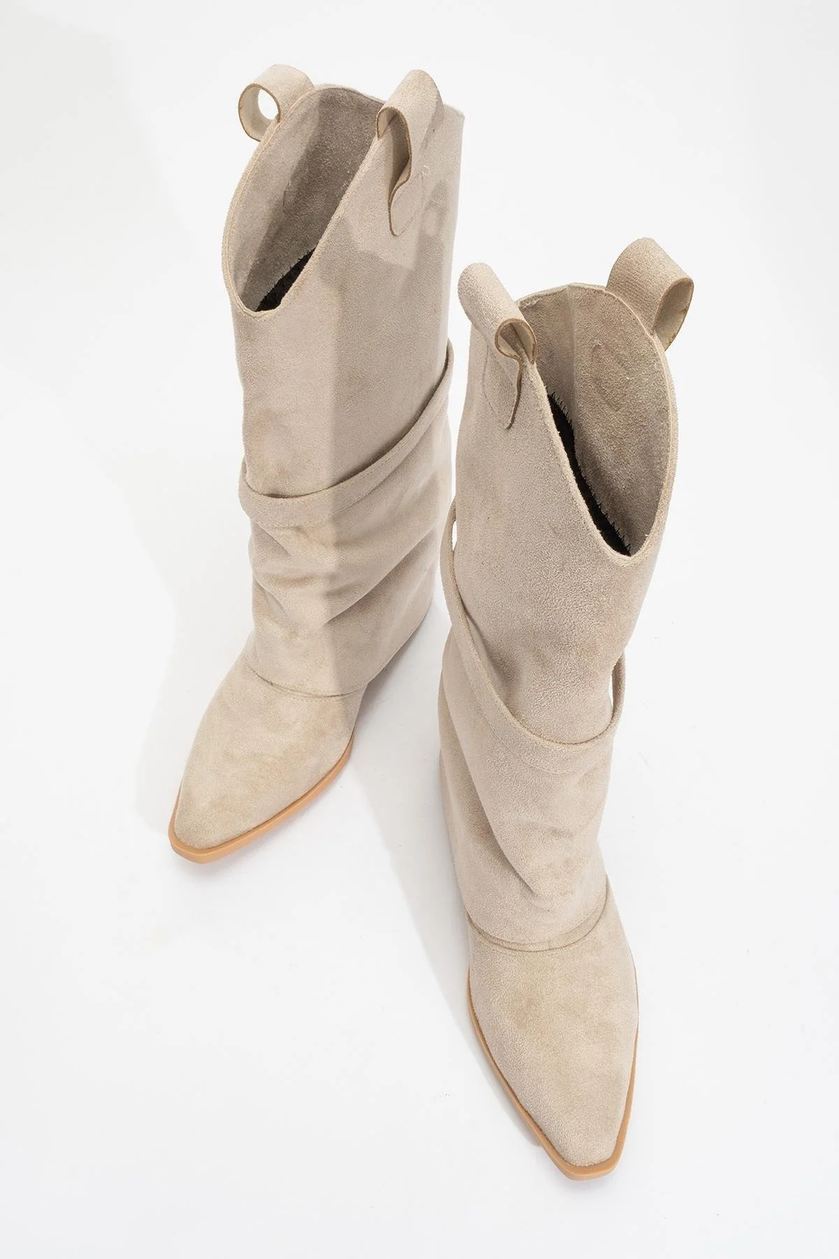 Okus - Beige Buckle Block Heel Ankle Boot (Women) - Image 2