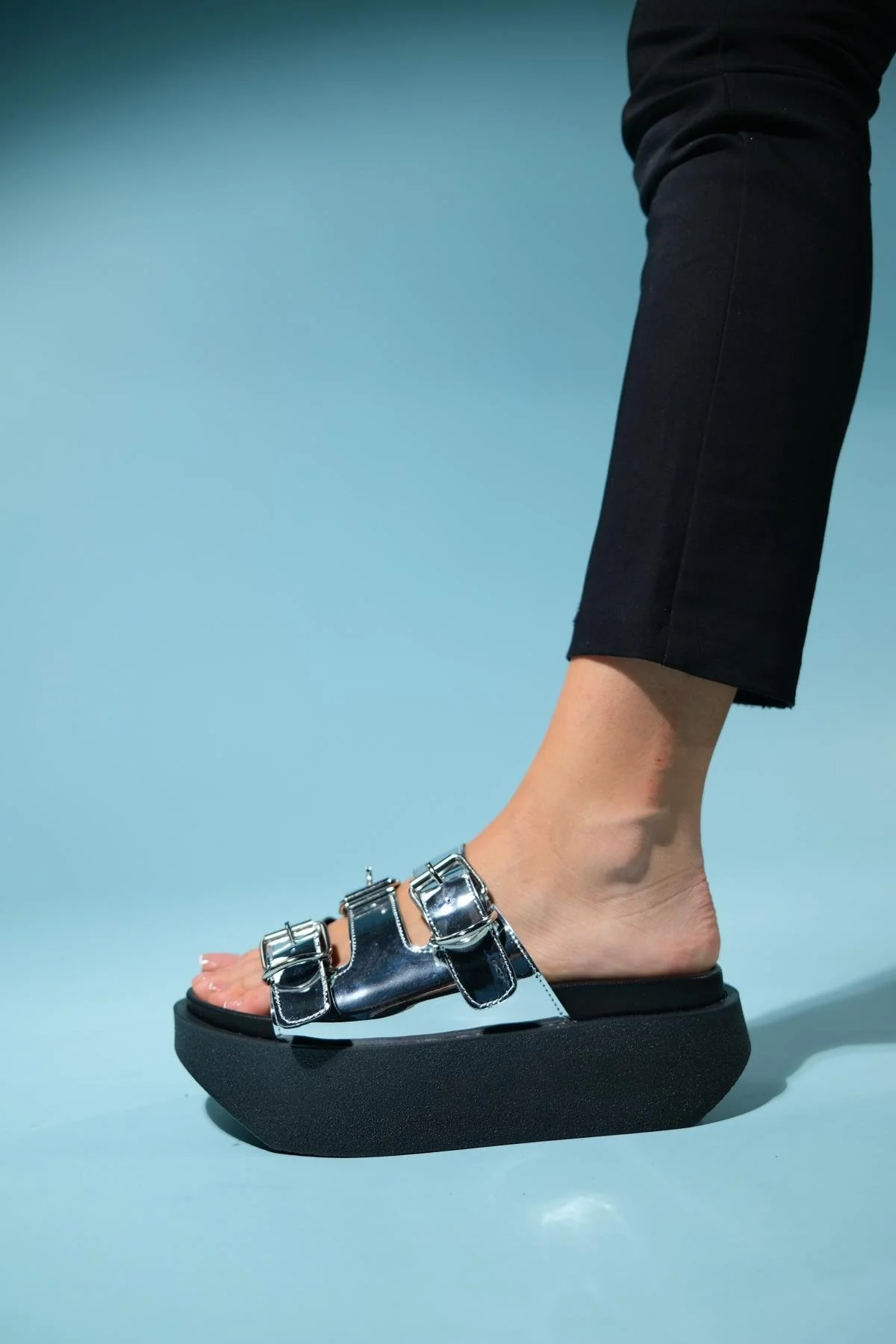 Olava - Silver Buckle Thick-Soled Slide (Women) - Image 3