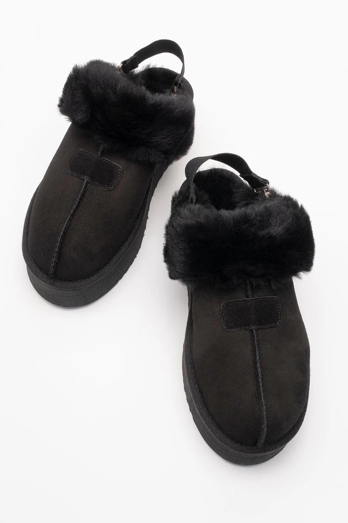 Olessa - Black Genuine Leather Suede Fur-Lined Slipper (Women) - Image 5