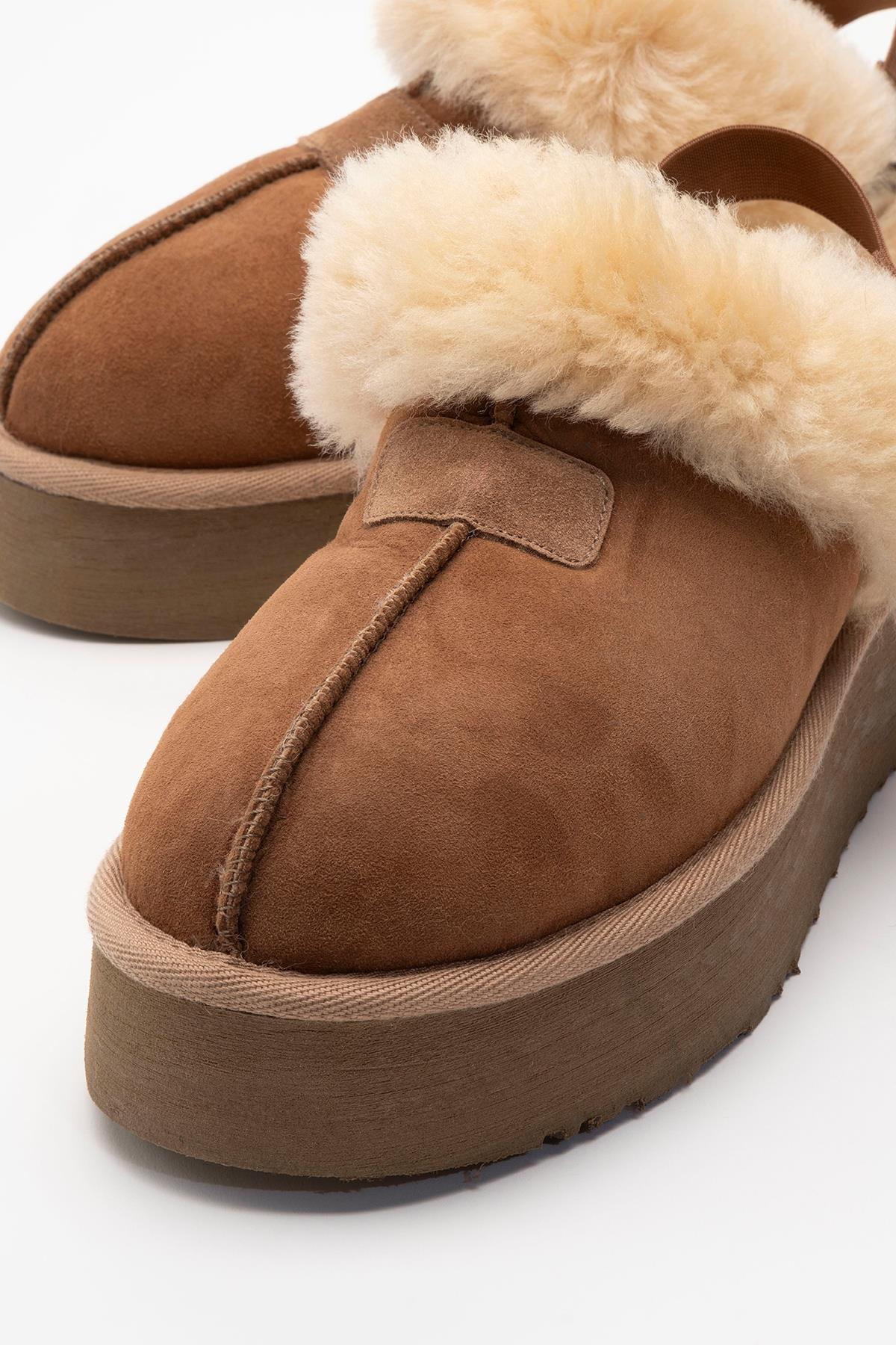 Olessa - Cognac Genuine Leather Fur-Lined Slipper (Women) - Image 3