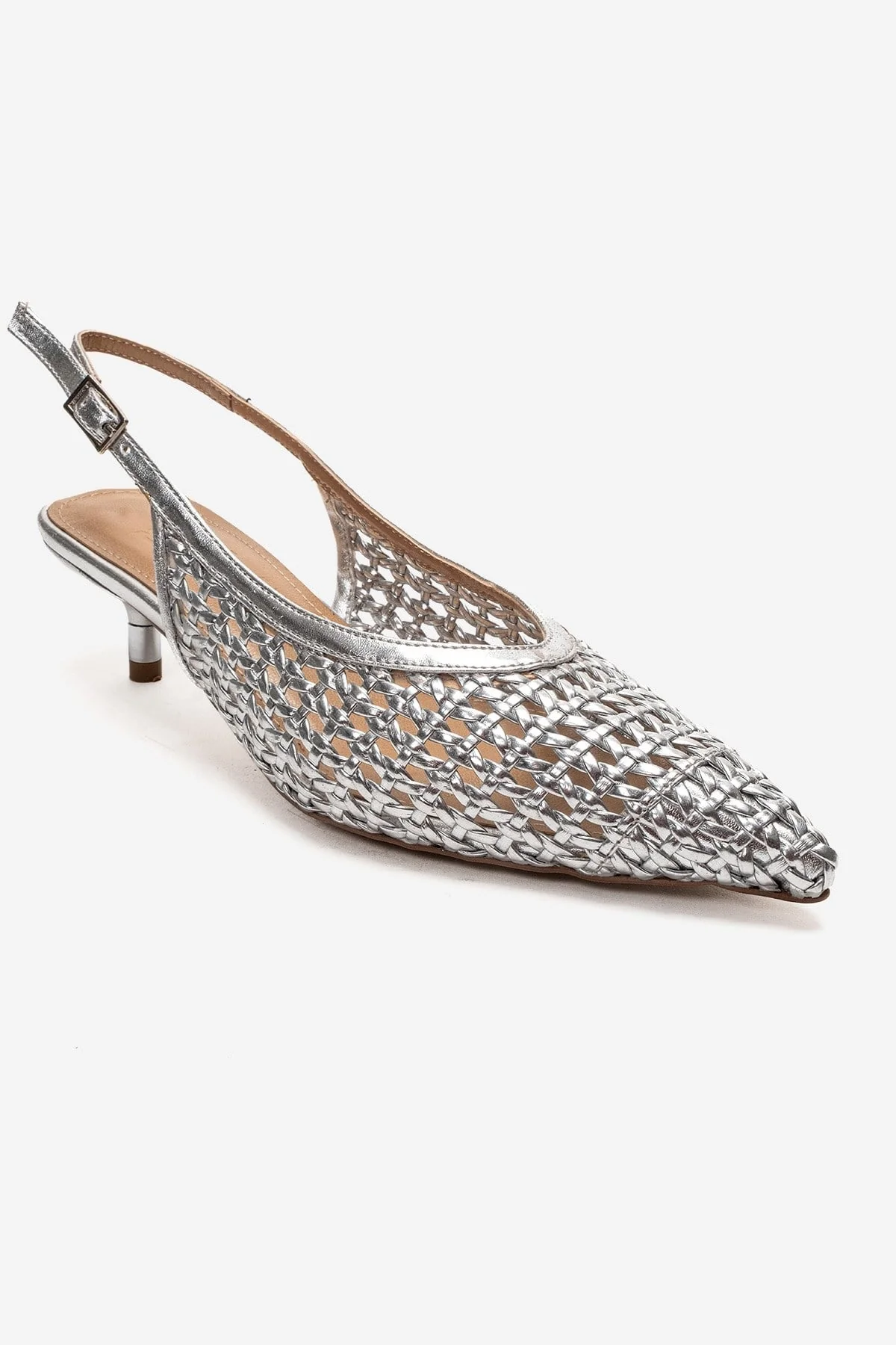 Orelis - Genuine Leather Silver Kitten Heel (Women) - Image 3