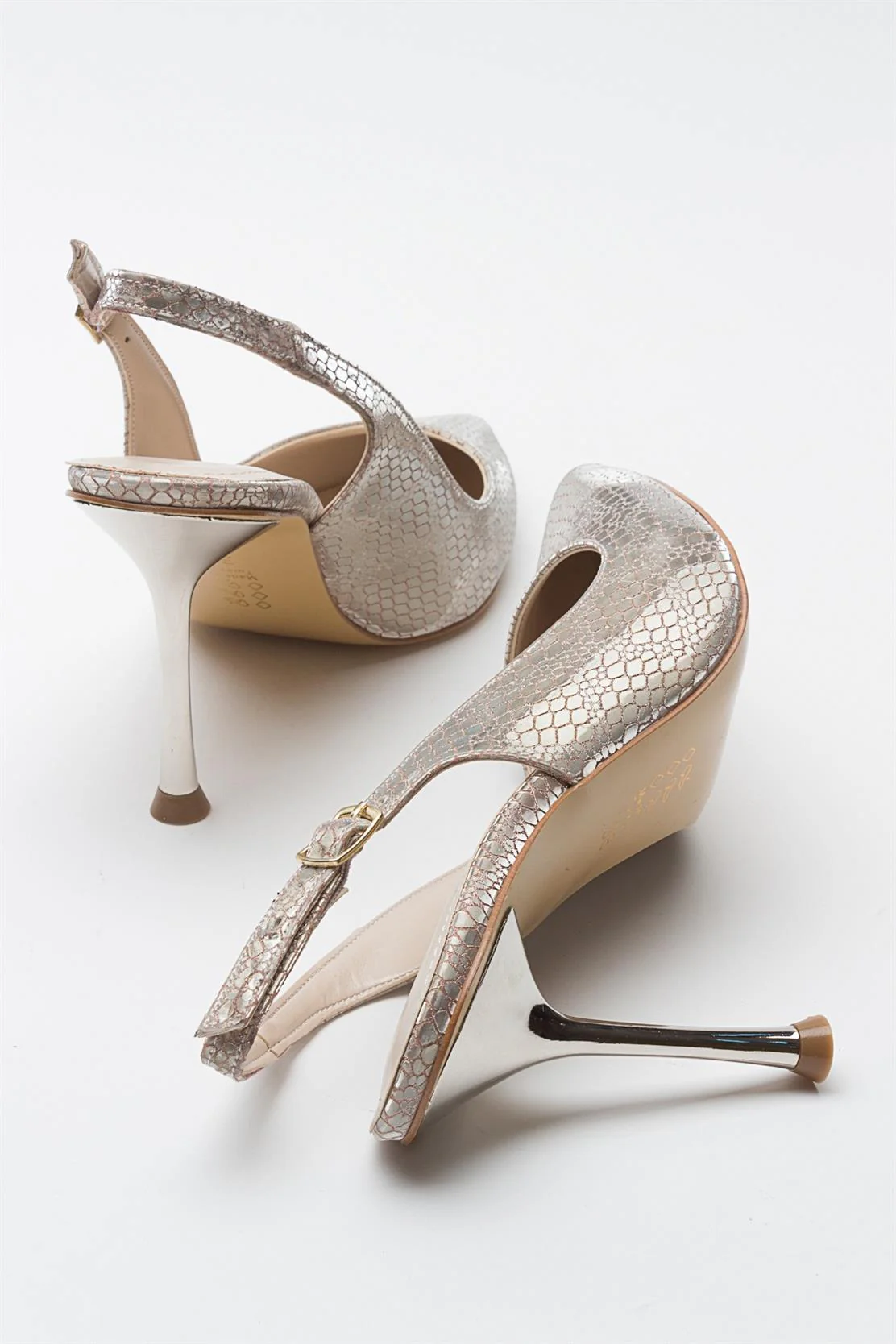 Orfo - Gold Patterned High Heel Shoe (Women) - Image 3