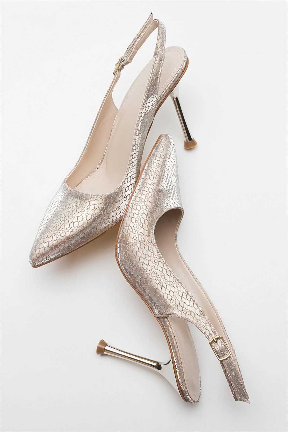 Orfo - Gold Patterned High Heel Shoe (Women) - Image 5