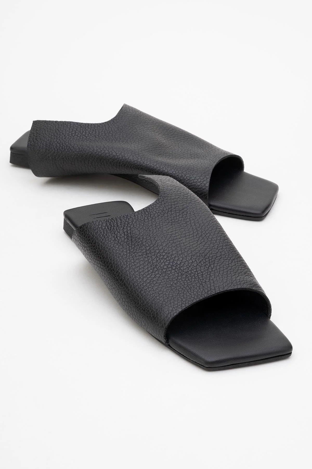 Orianna - Black Leather Slide Sandal (Women)