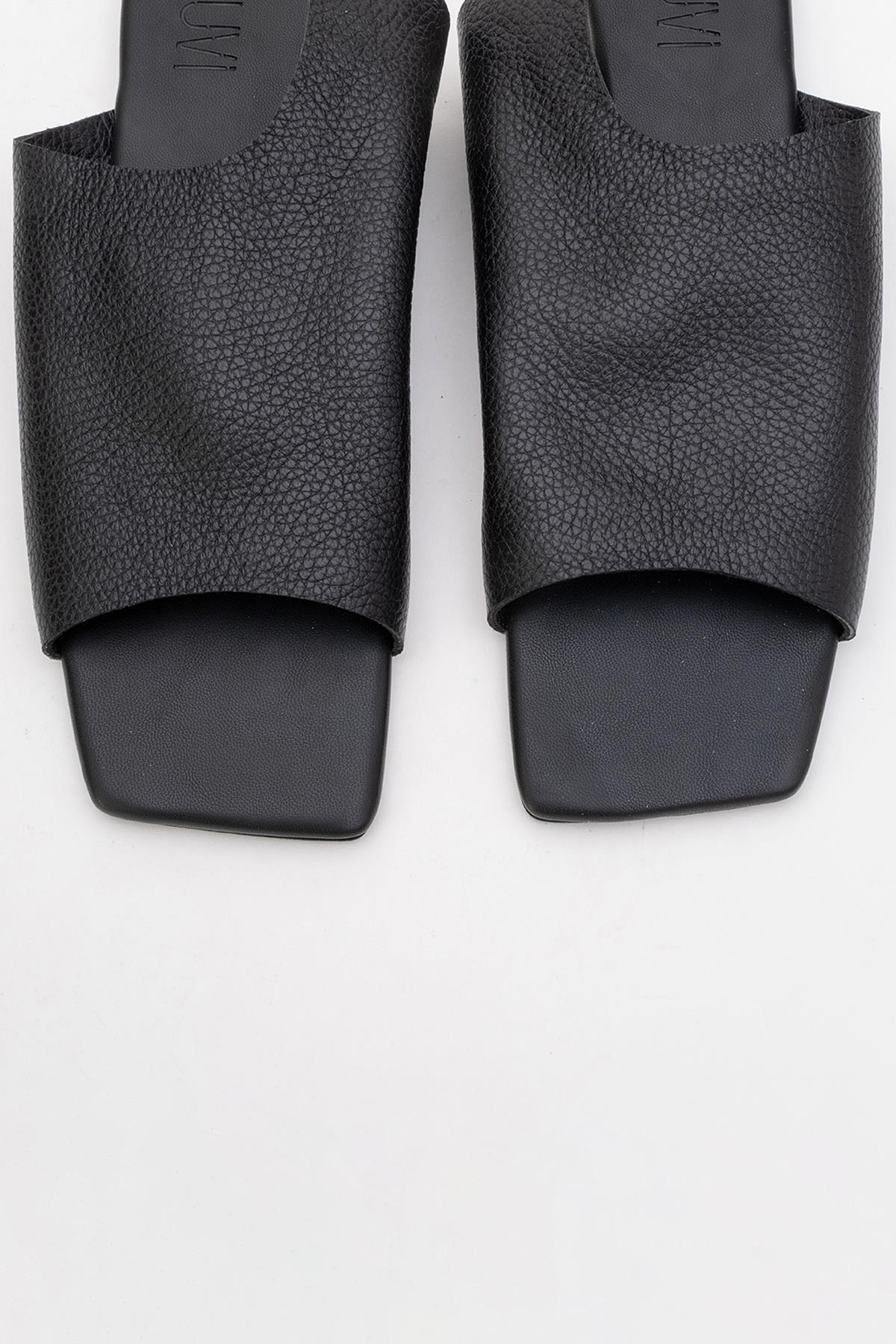 Orianna - Black Leather Slide Sandal (Women) - Image 2