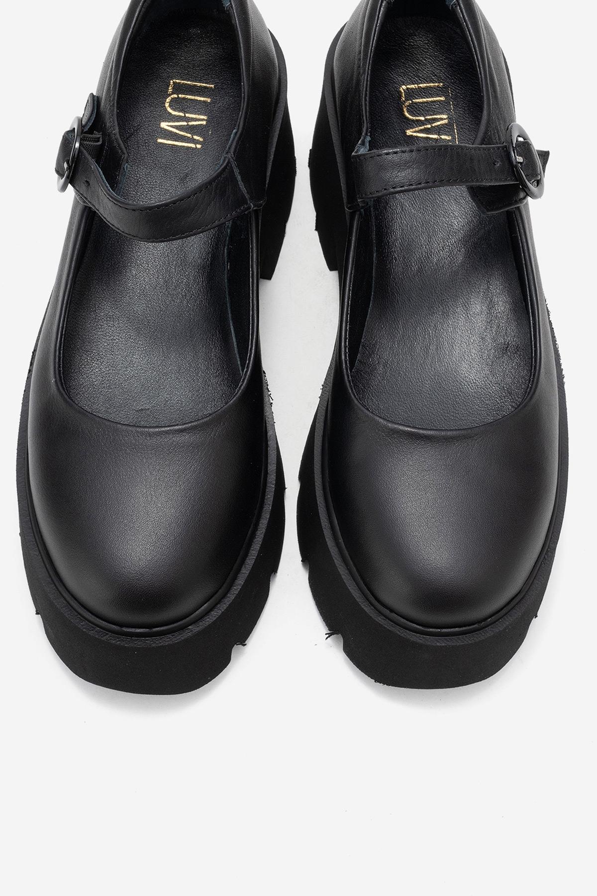 Orina - Black Genuine Leather Platform Casual Shoe (Women) - Image 2