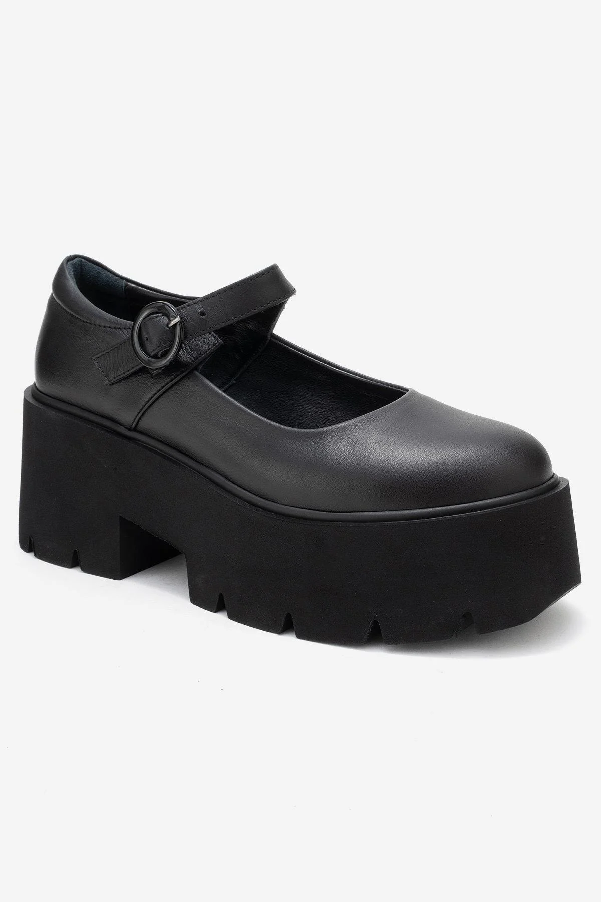 Orina - Black Genuine Leather Platform Casual Shoe (Women) - Image 3