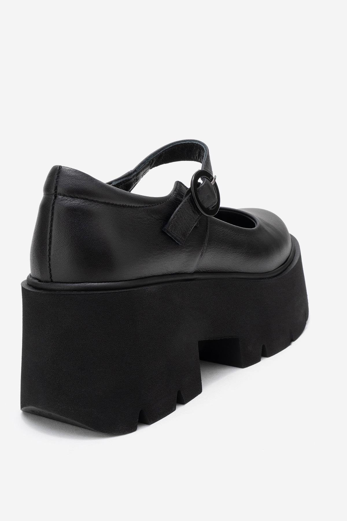 Orina - Black Genuine Leather Platform Casual Shoe (Women) - Image 5