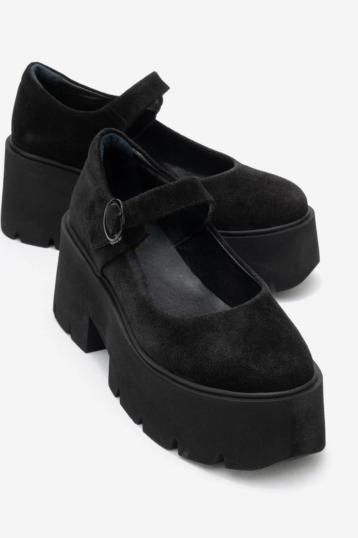 Orina - Black Suede Genuine Leather Platform Casual Shoe (Women)