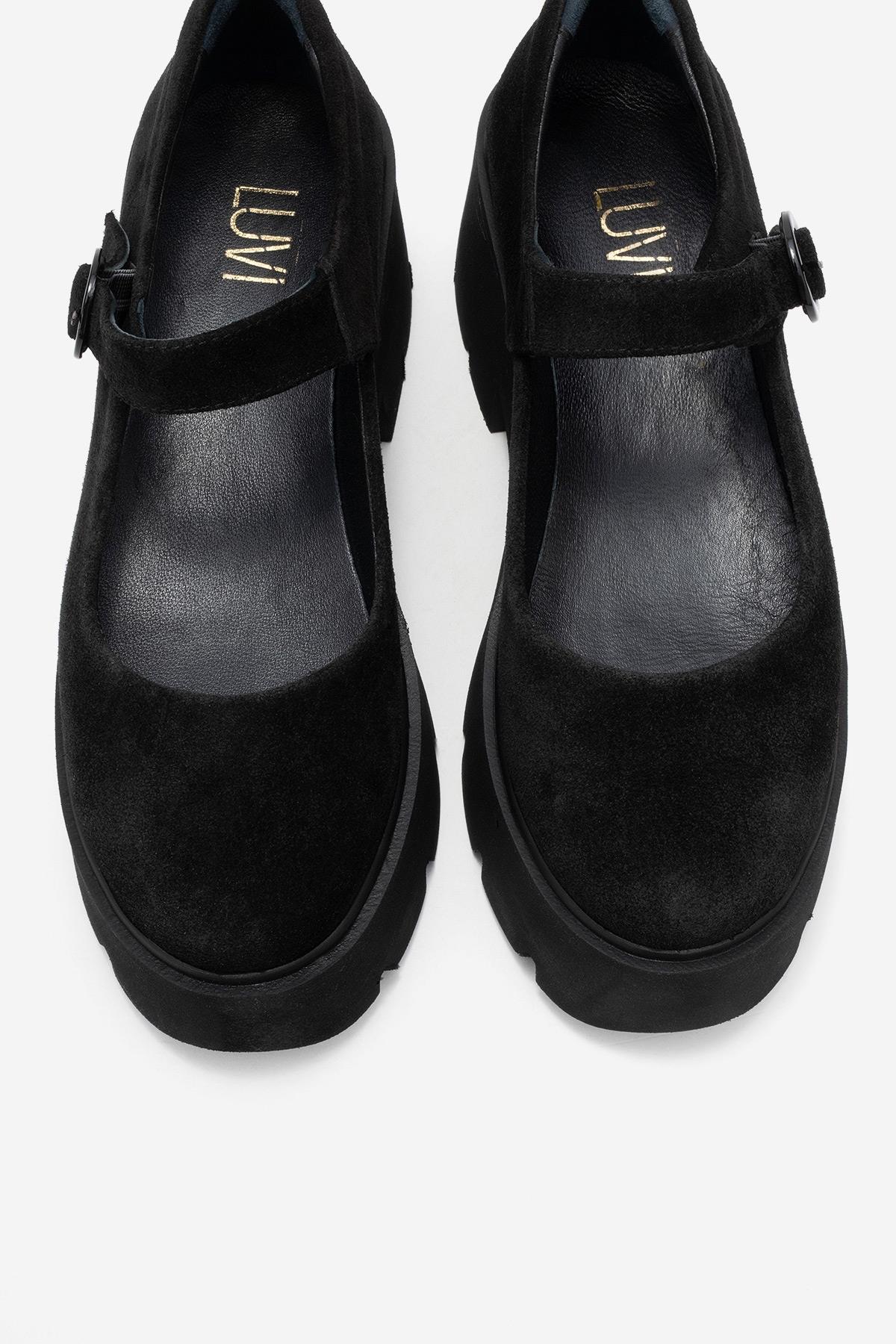 Orina - Black Suede Genuine Leather Platform Casual Shoe (Women) - Image 2
