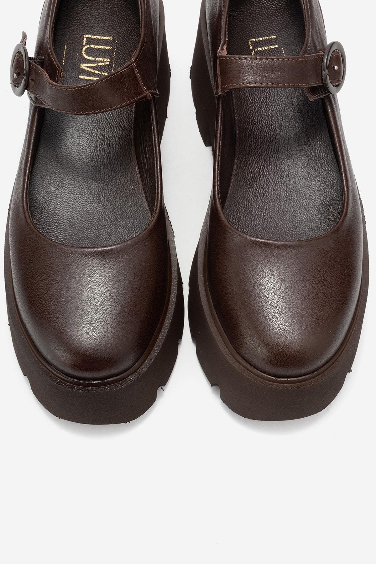 Orina - Brown Genuine Leather Platform Casual Shoe (Women) - Image 2
