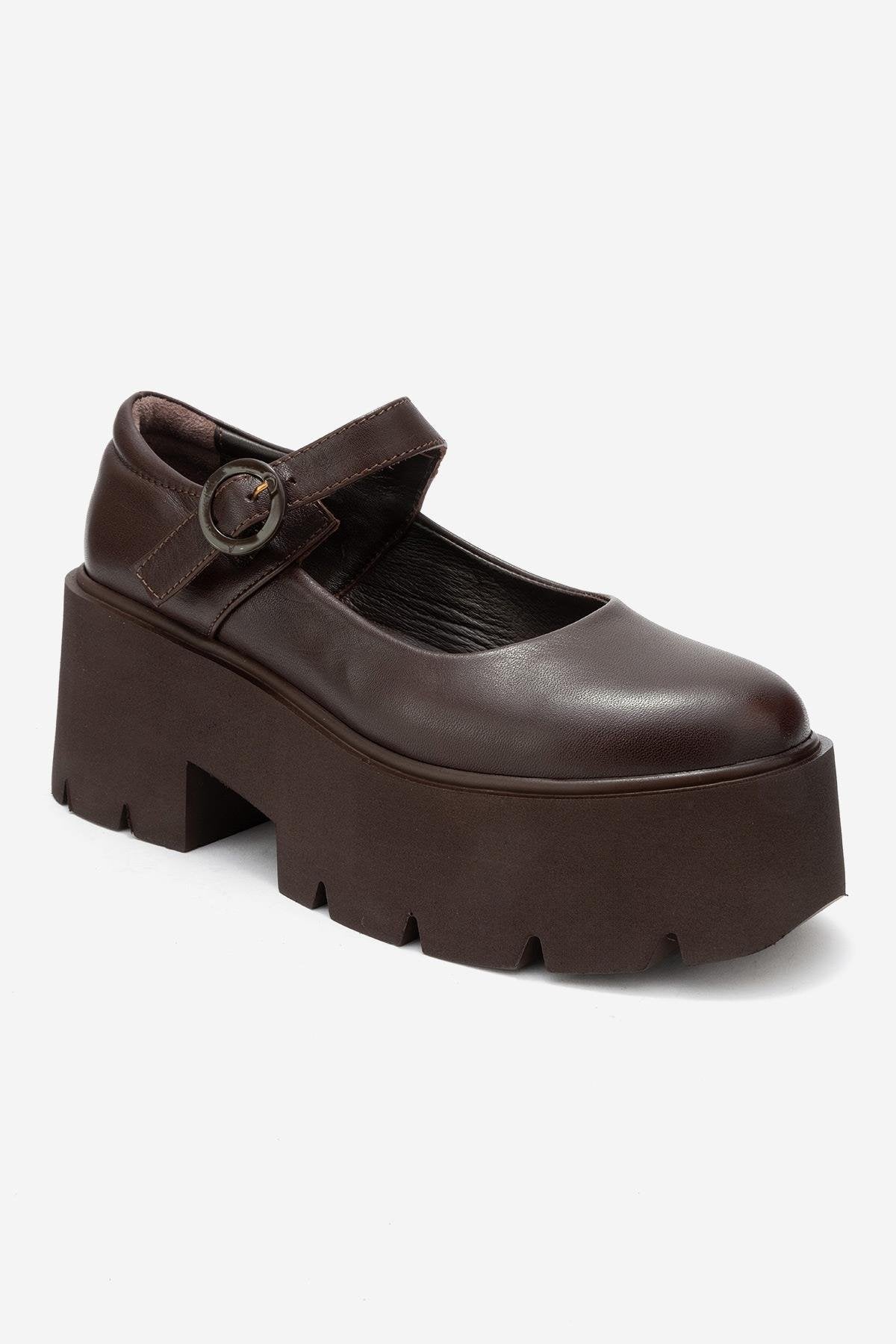 Orina - Brown Genuine Leather Platform Casual Shoe (Women) - Image 3