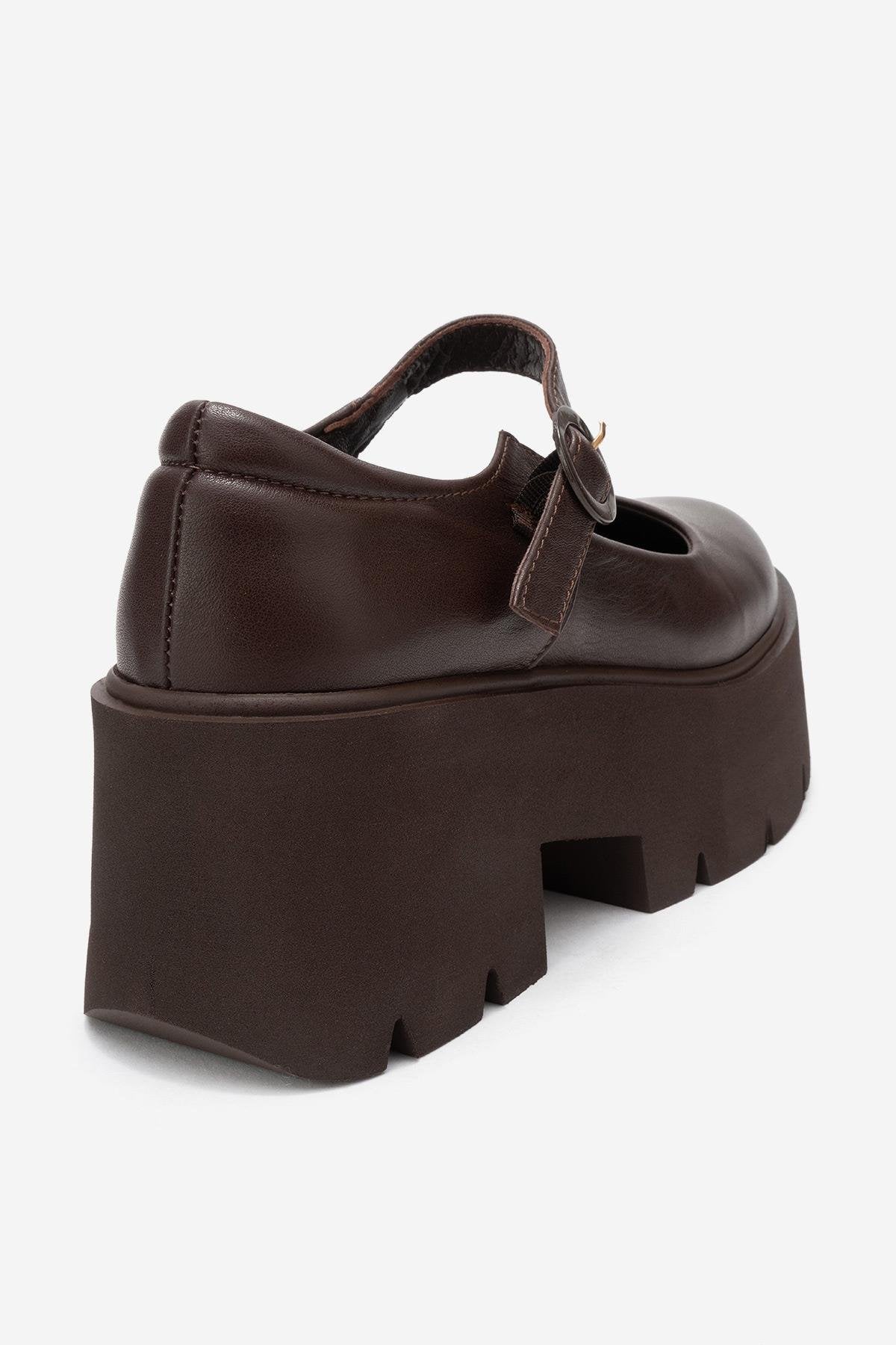 Orina - Brown Genuine Leather Platform Casual Shoe (Women) - Image 5