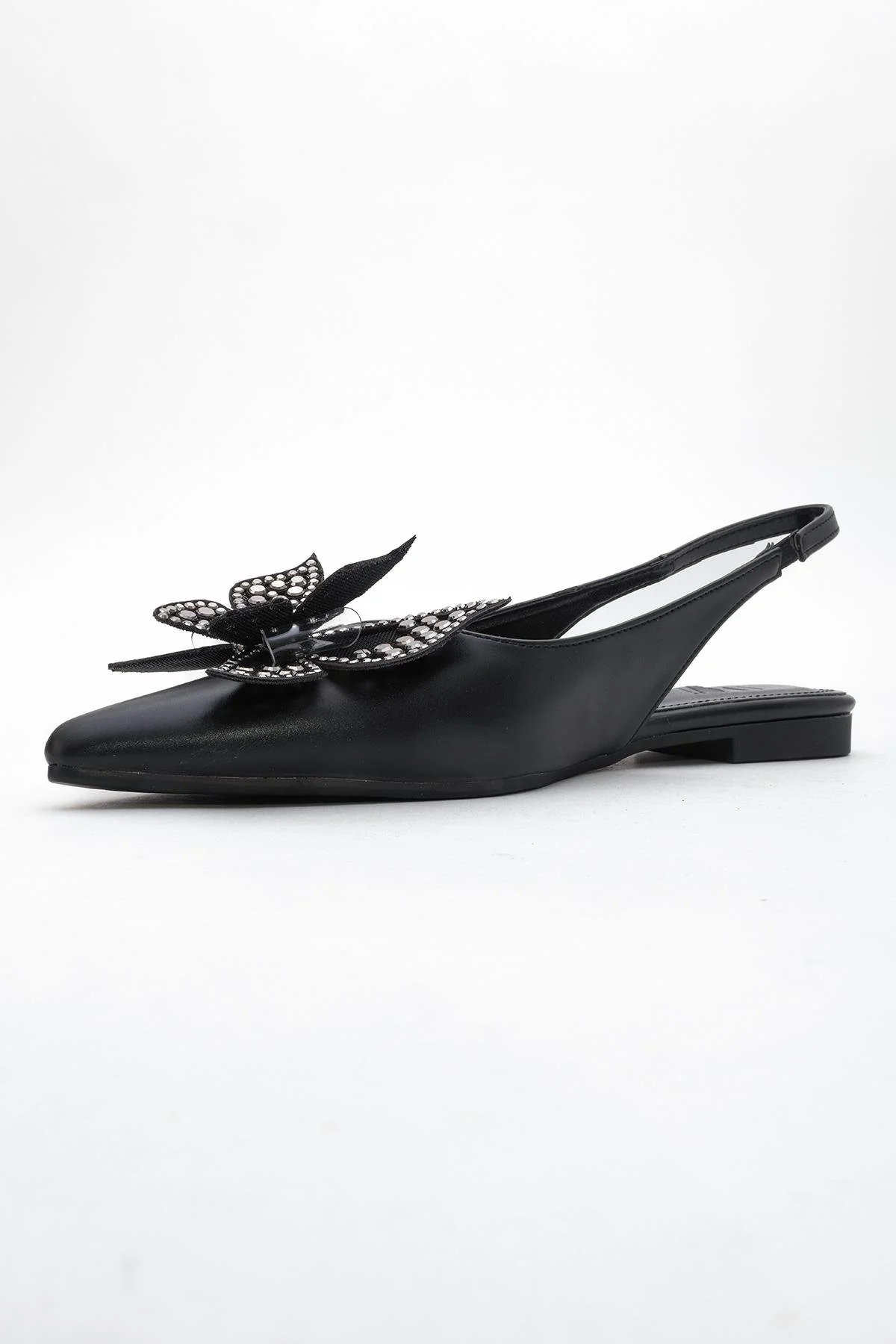 Oriol - Black Pointed Toe Open-Back Ballet Flat (Women) - Image 4