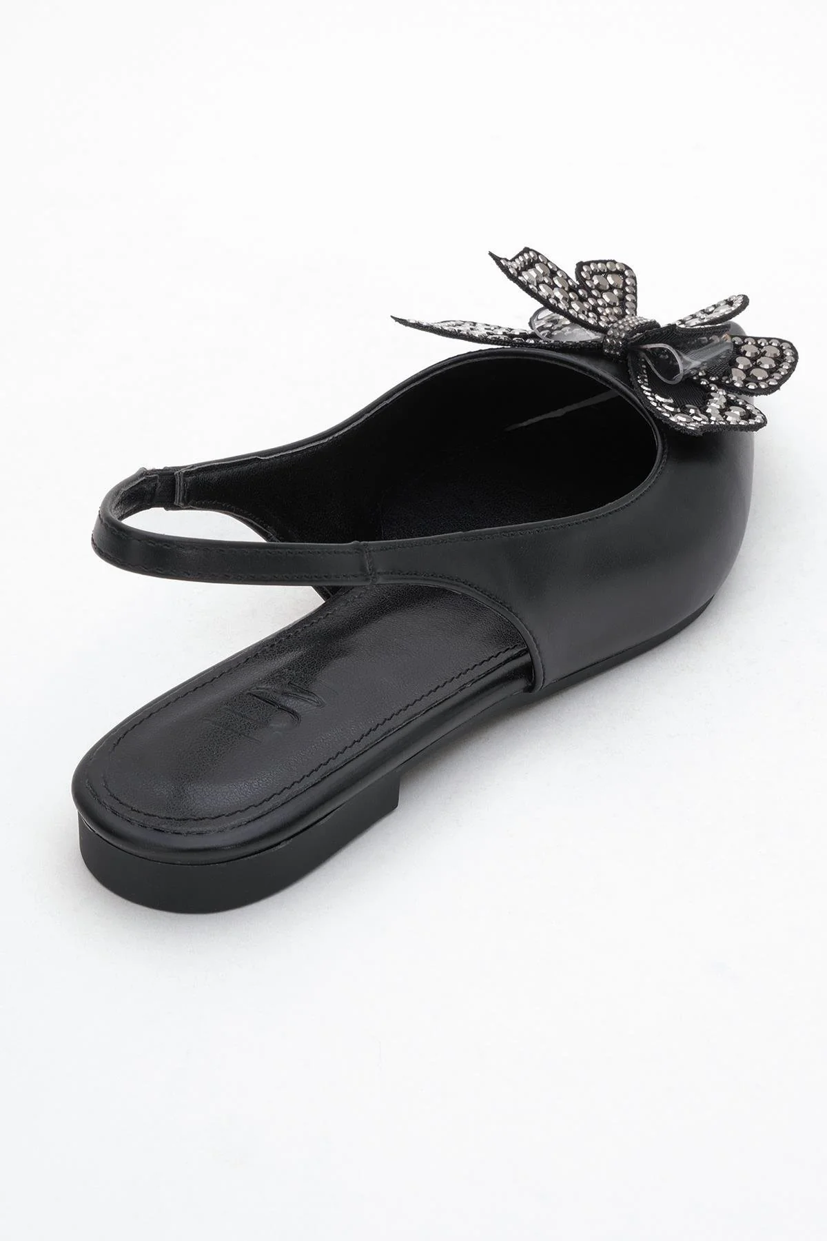 Oriol - Black Pointed Toe Open-Back Ballet Flat (Women) - Image 5