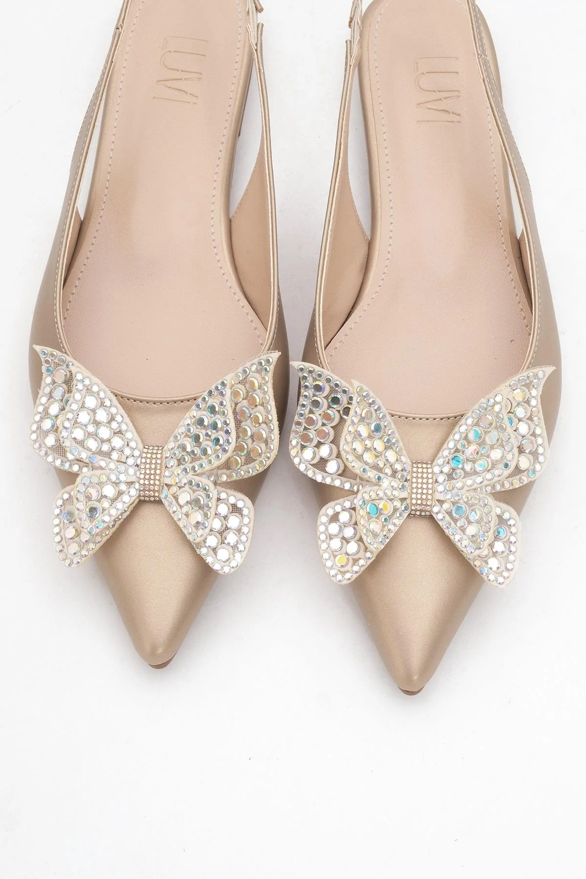 Oriol - Gold Pointed Toe Open-Back Ballet Flat (Women) - Image 2