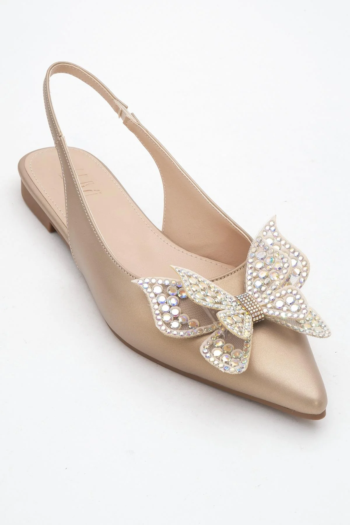 Oriol - Gold Pointed Toe Open-Back Ballet Flat (Women) - Image 3