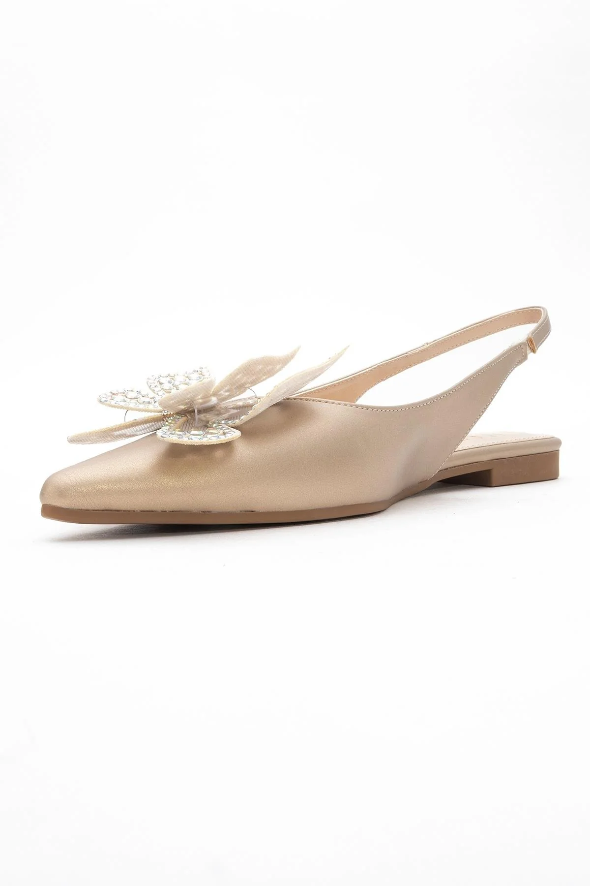 Oriol - Gold Pointed Toe Open-Back Ballet Flat (Women) - Image 4