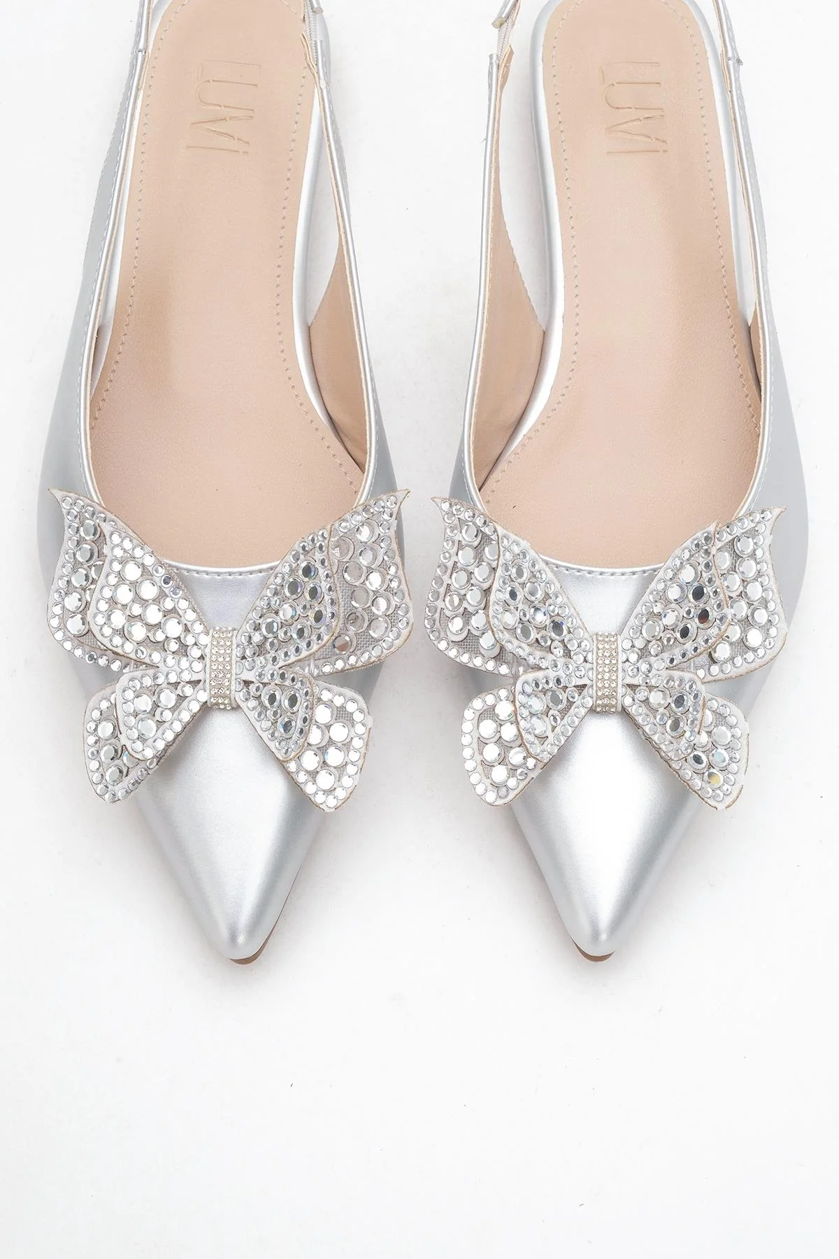 Oriol - Silver Pointed Toe Open-Back Ballet Flat (Women) - Image 2