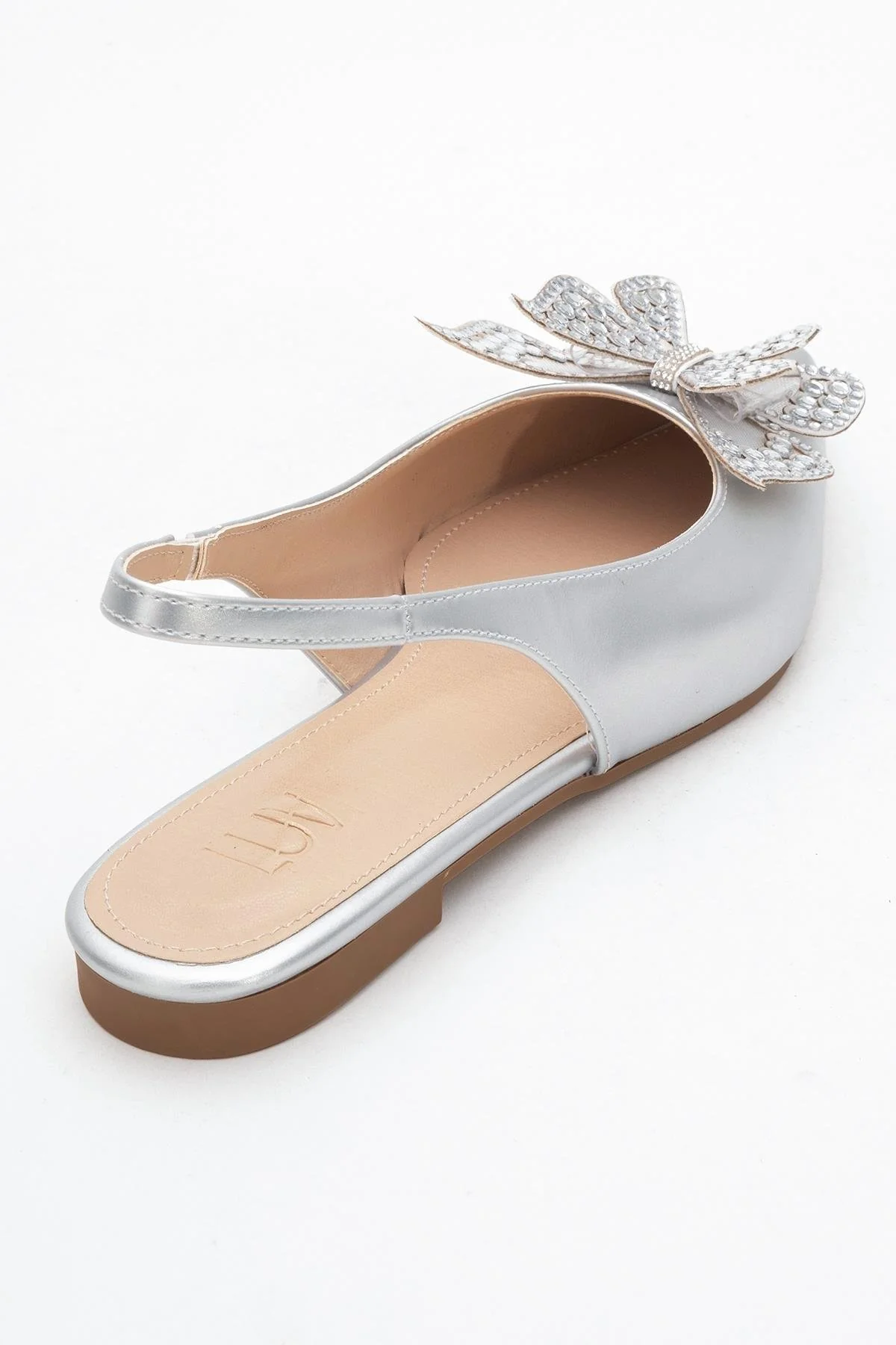 Oriol - Silver Pointed Toe Open-Back Ballet Flat (Women) - Image 5