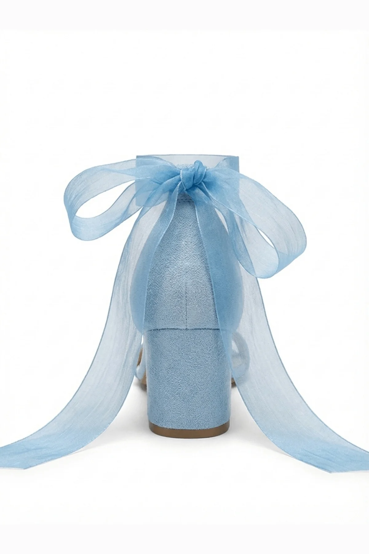 Rova Blue Suede Organza Ribbon Ankle Strap Block Heel Sandal - Image 3