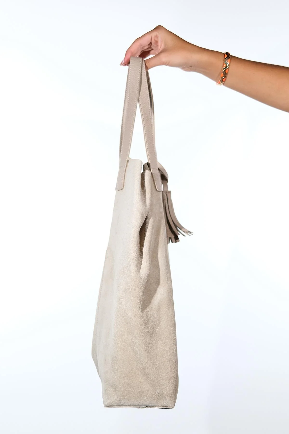Orlitha - Beige Genuine Suede Leather Shoulder Bag (Women) - Image 5