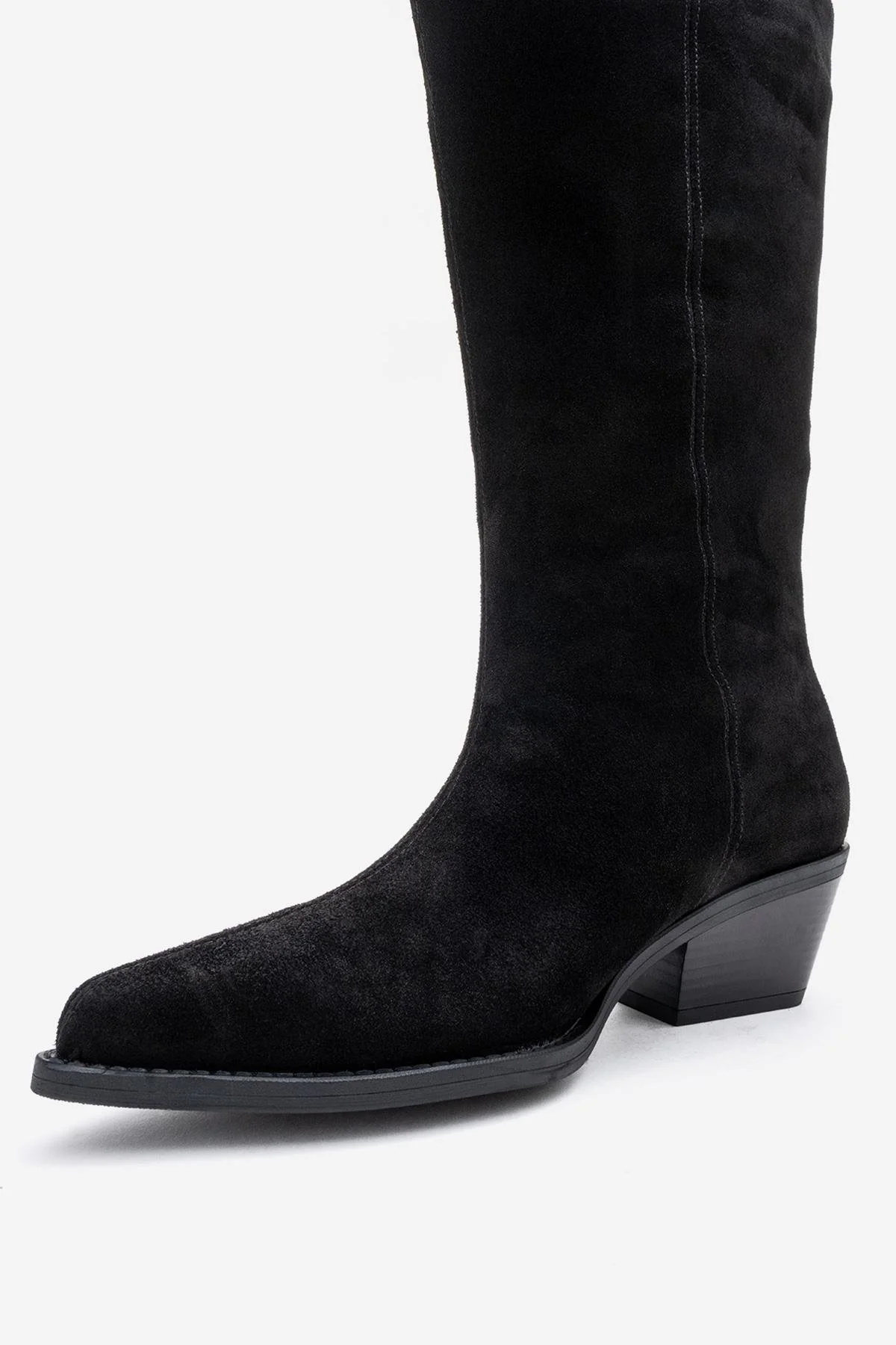 Orlo - Black Suede Genuine Leather Fringed Western Boot (Women) - Image 4