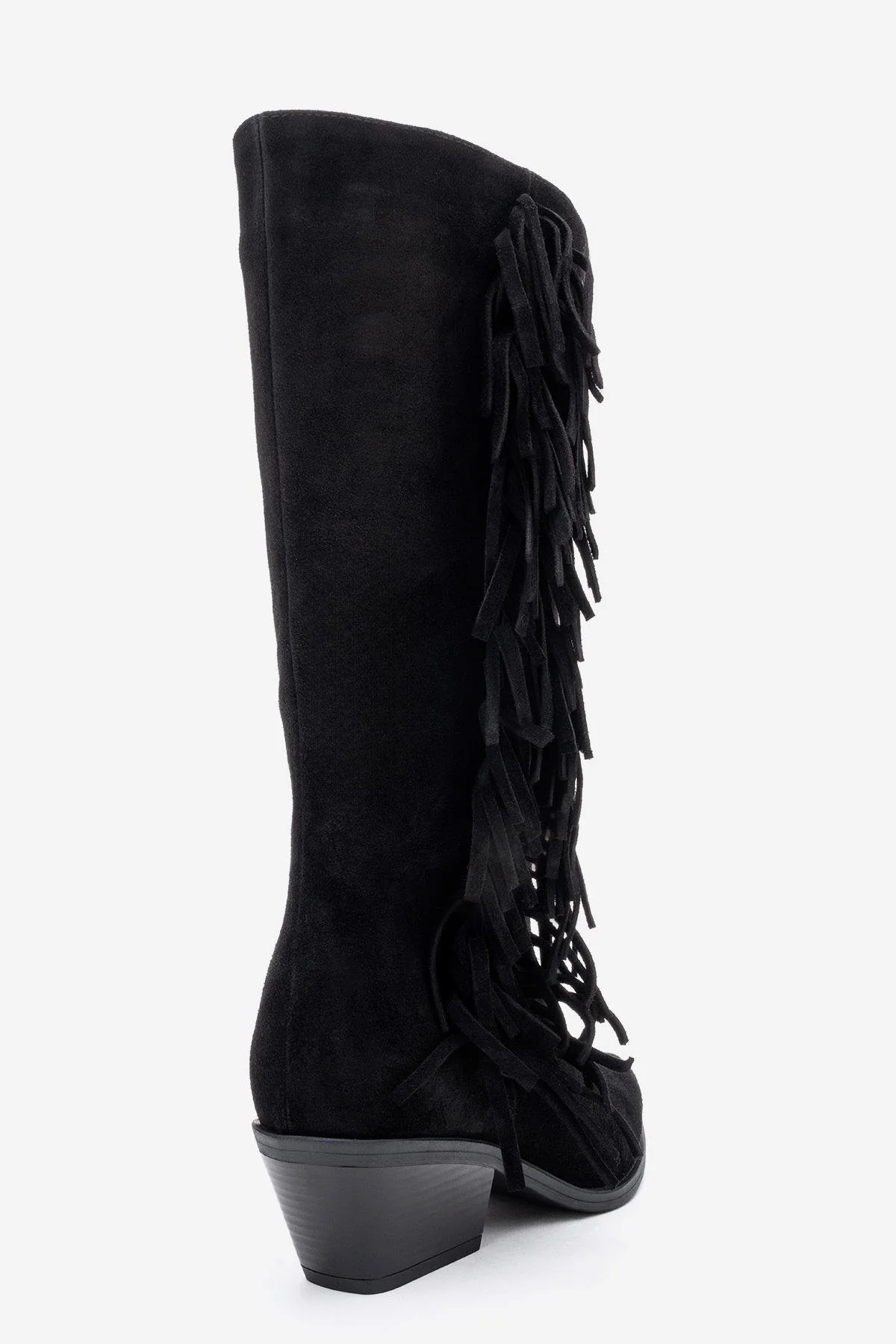 Orlo - Black Suede Genuine Leather Fringed Western Boot (Women) - Image 5