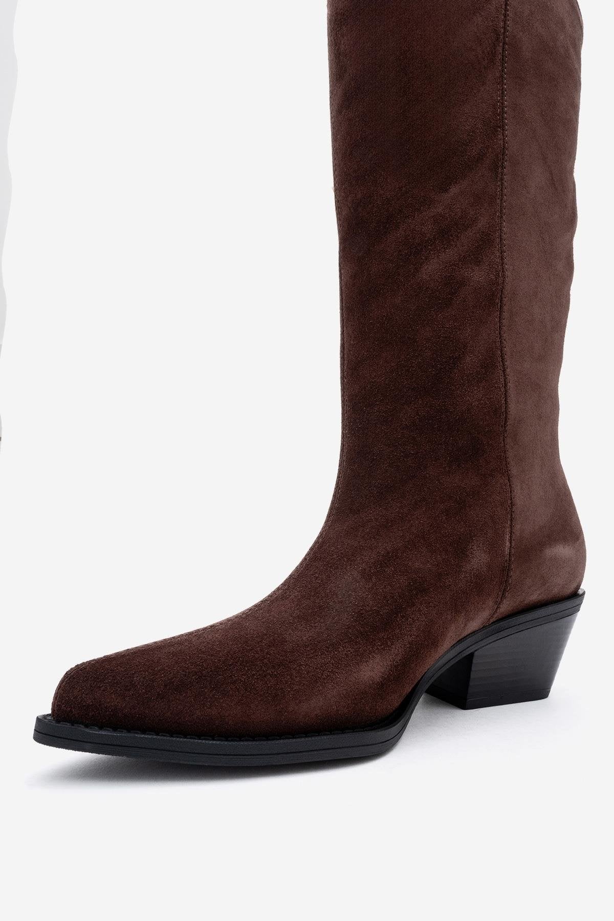 Orlo - Brown Suede Genuine Leather Fringed Western Boot (Women) - Image 4