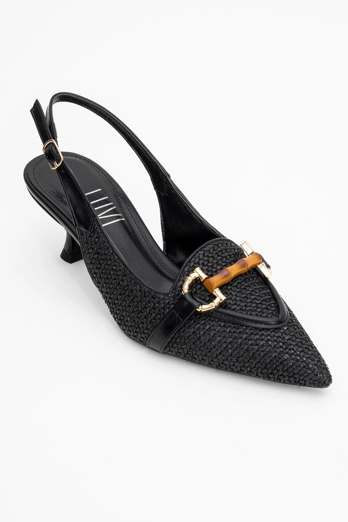 Osca - Black Pointed Toe Buckled Slingback Stiletto Pump (Women) - Image 2