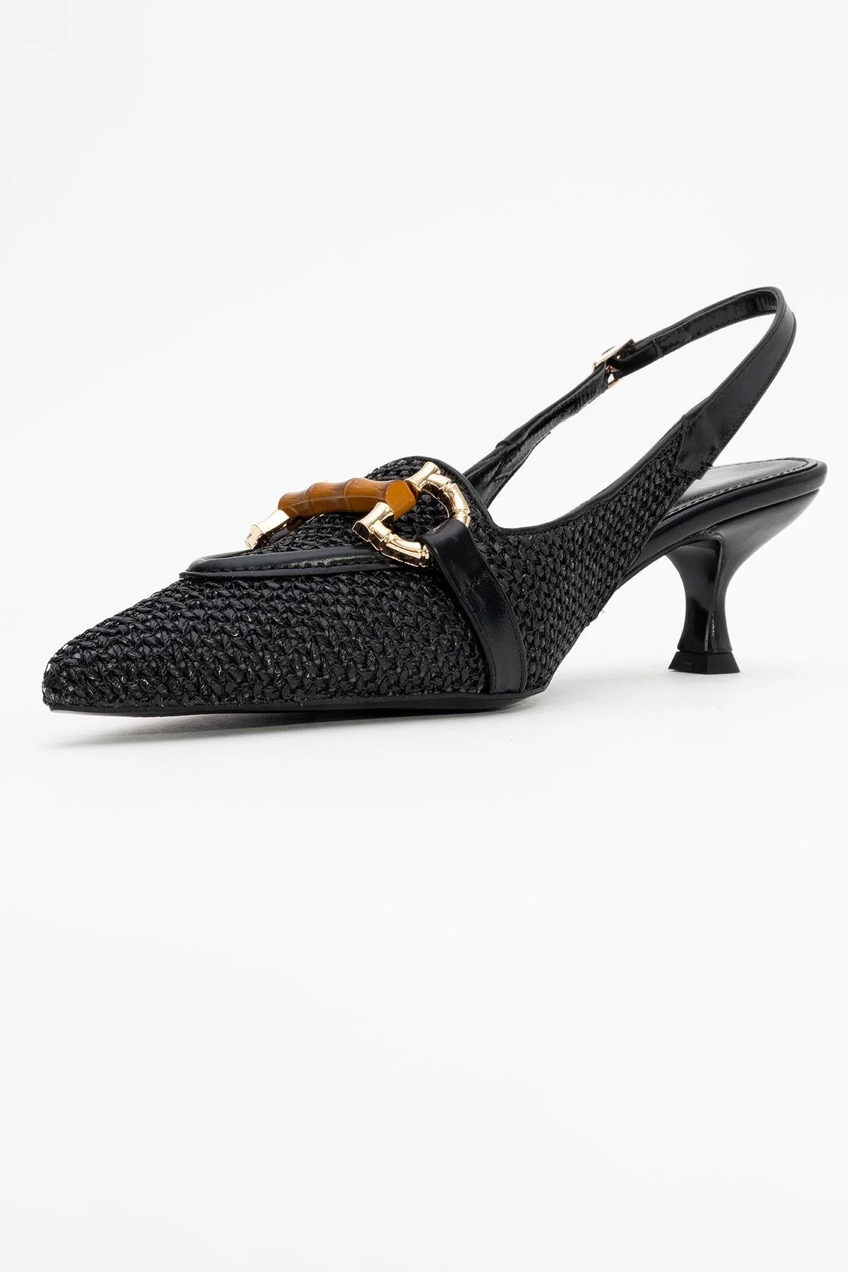 Osca - Black Pointed Toe Buckled Slingback Stiletto Pump (Women) - Image 3